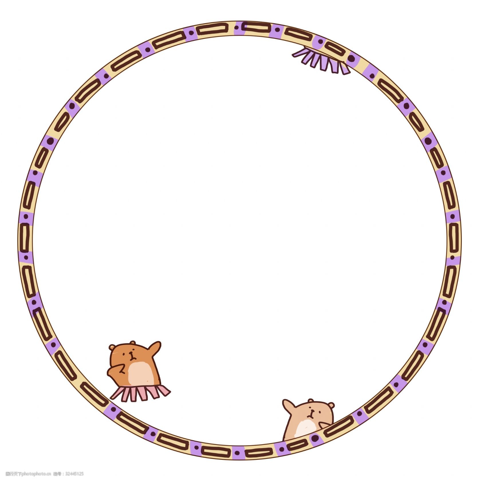 圆形小熊边框插画