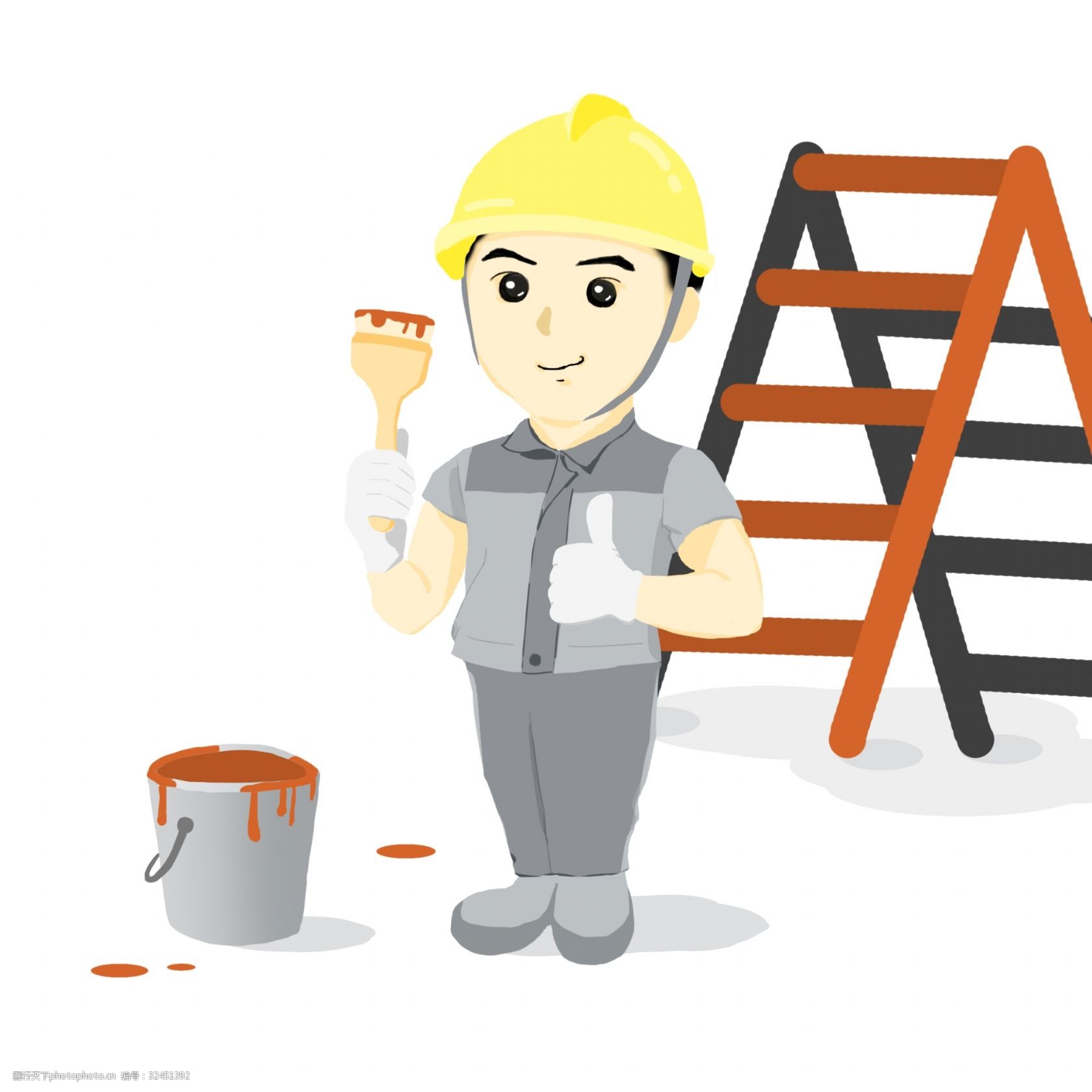 家装粉刷工人png素材图片