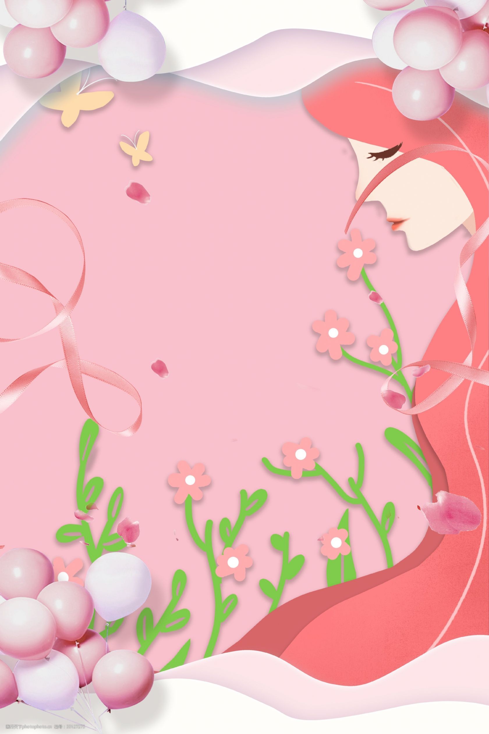 母亲节粉红色简约风海报banner背景