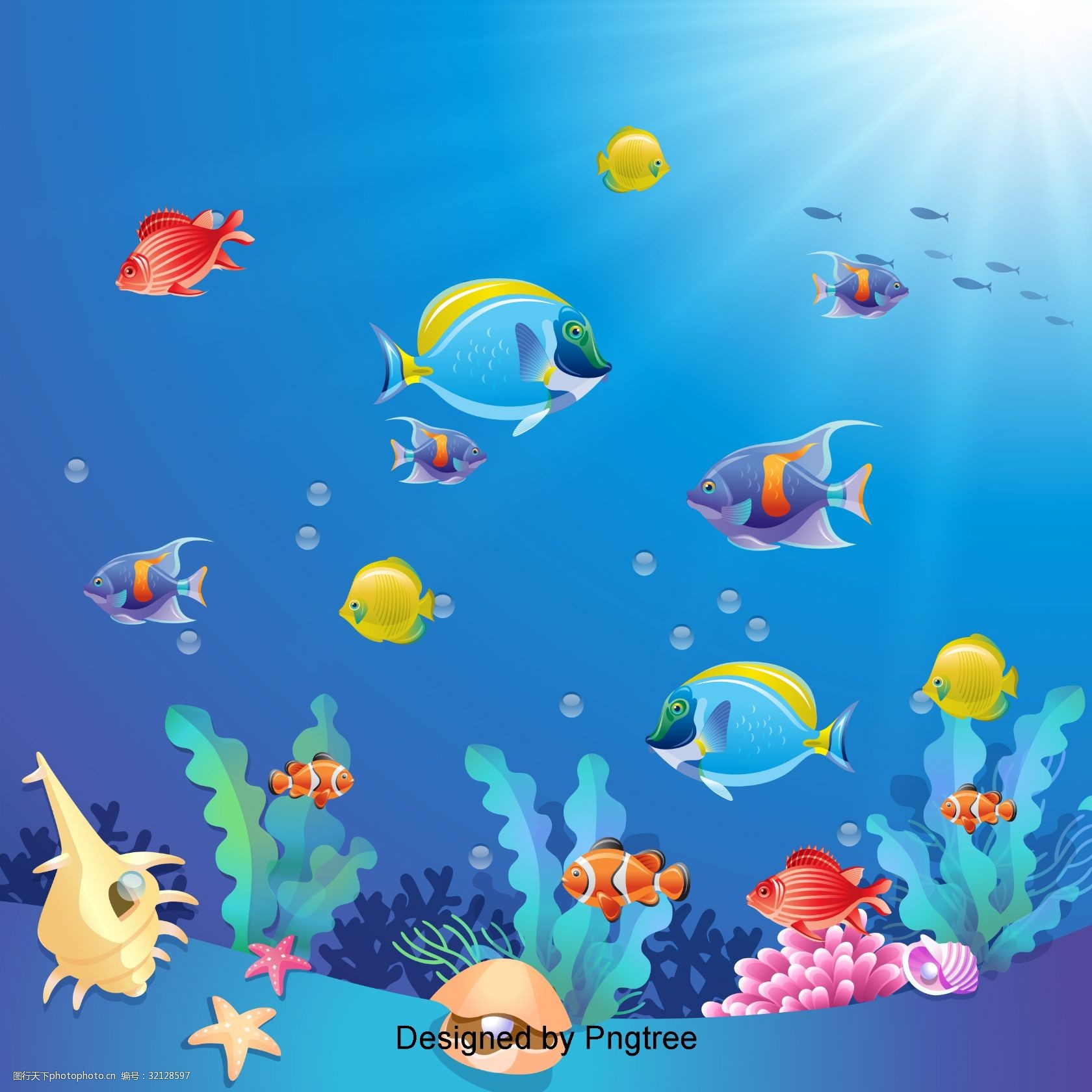 关键词:卡通手绘水下世界设计 卡通简单风格手绘海洋鱼类创意图形图案