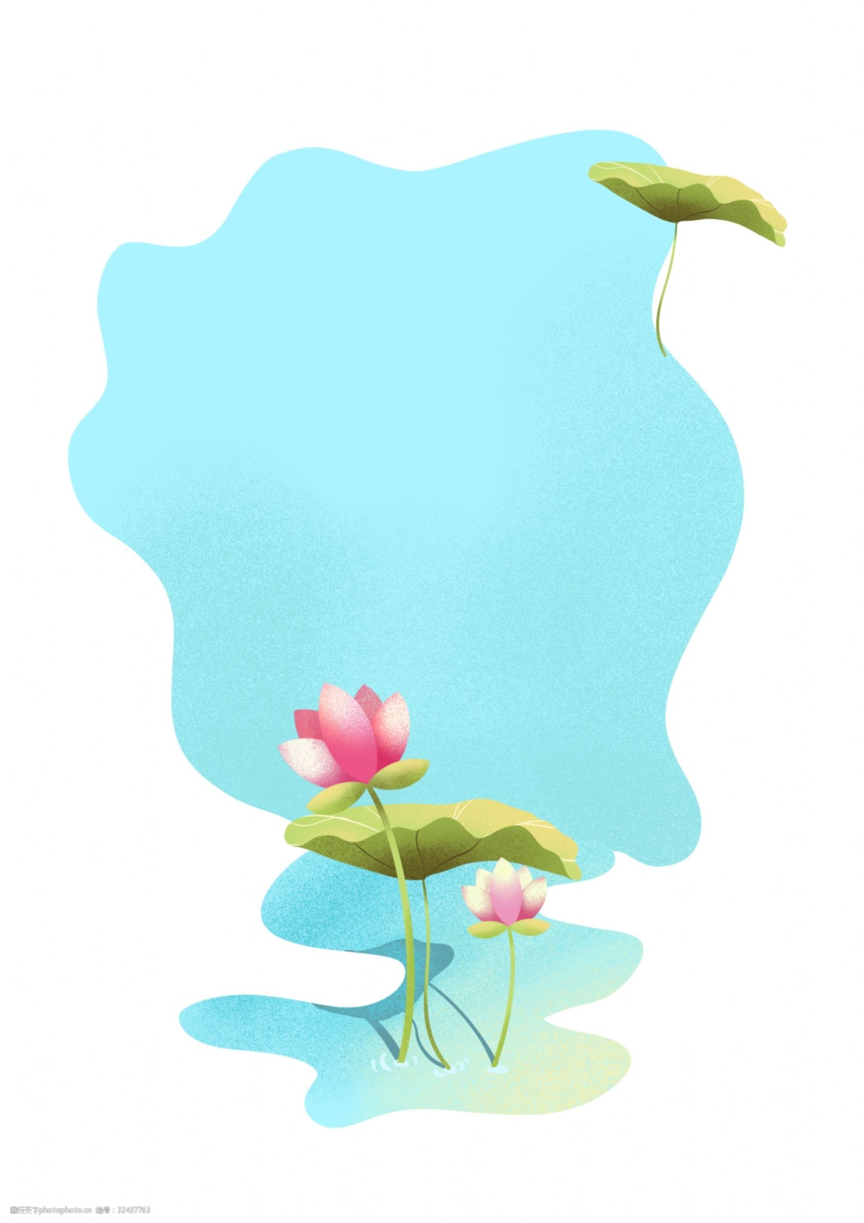 梦幻荷花荷叶边框