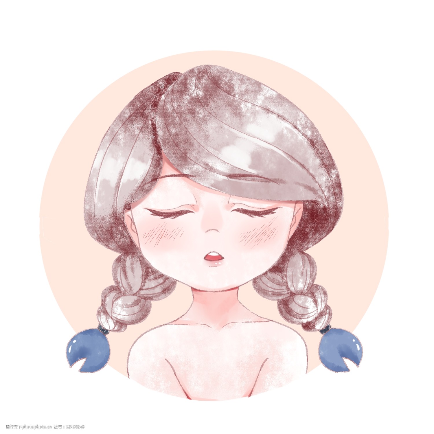 十二星座巨蟹座手绘女孩形象素材