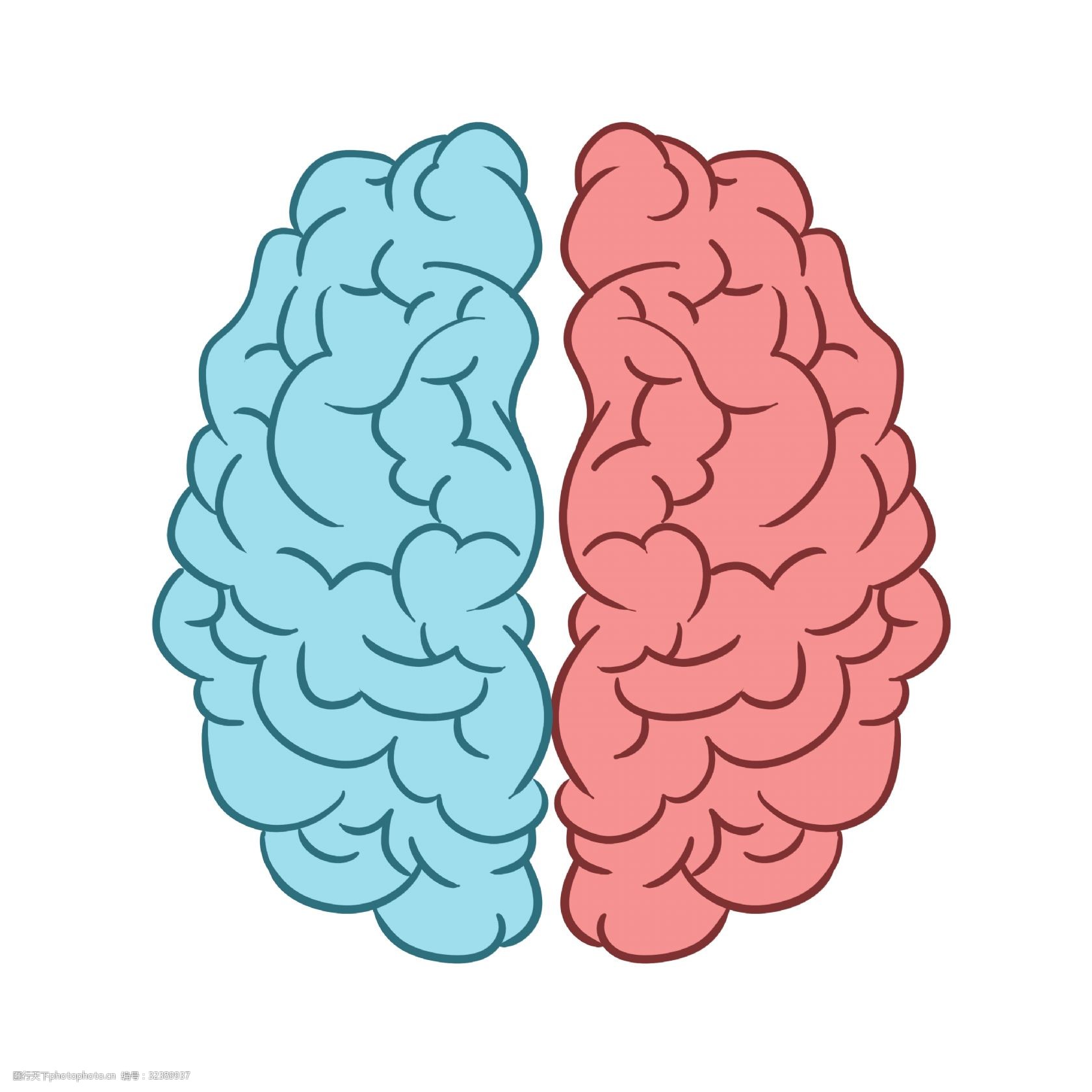 左右大脑思维的扁平风平面图