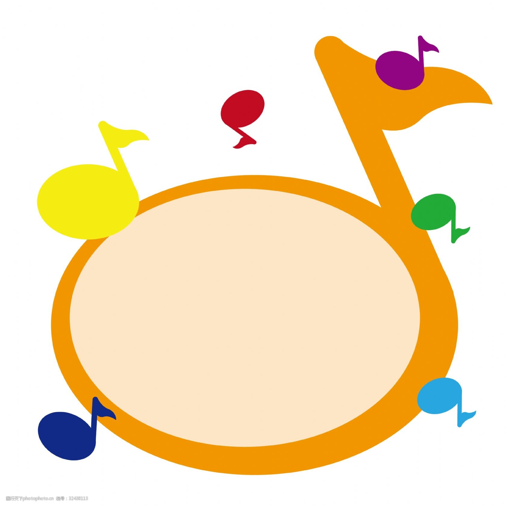 彩虹色八分音符儿童卡通边框矢量