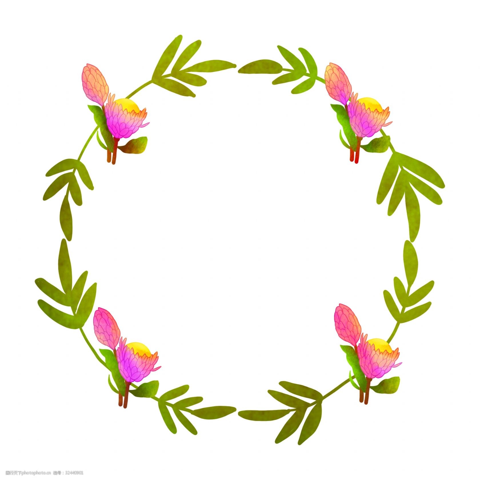 红花花朵枝藤边框