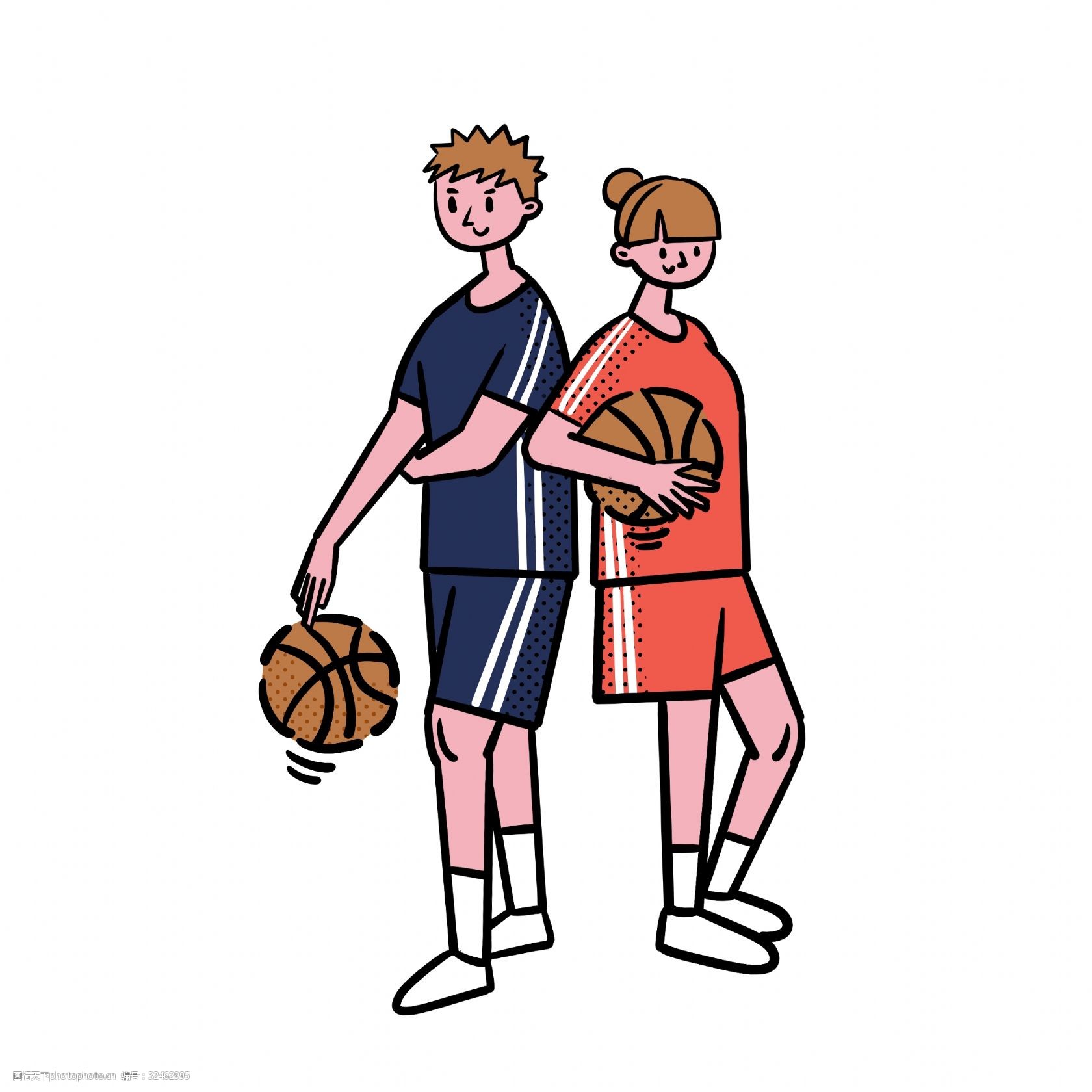 两个人打篮球怎么画图片