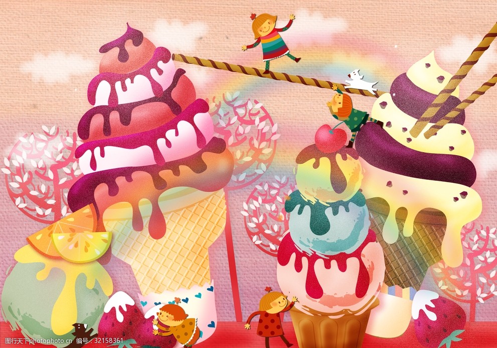 卡通创意简约小清新儿童插画