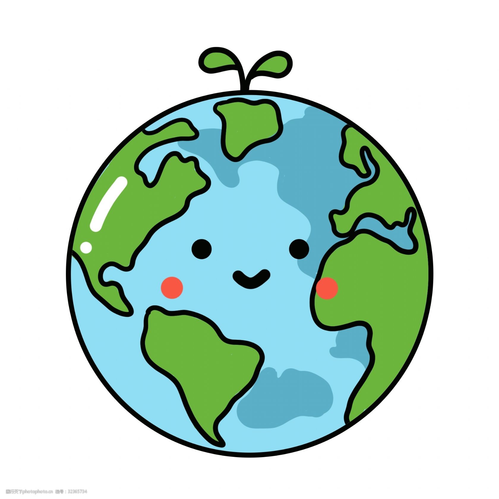 世界地球日绿色可爱地球下载