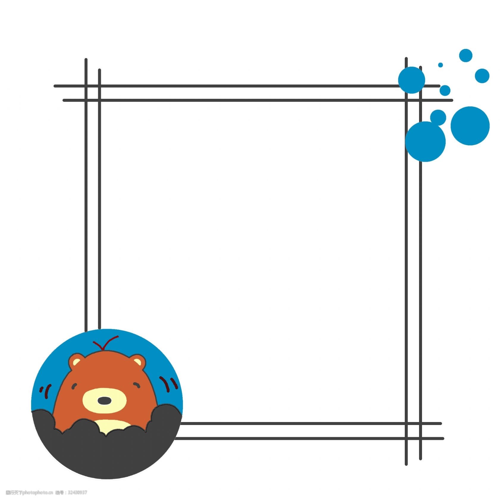 小熊边框动物插画