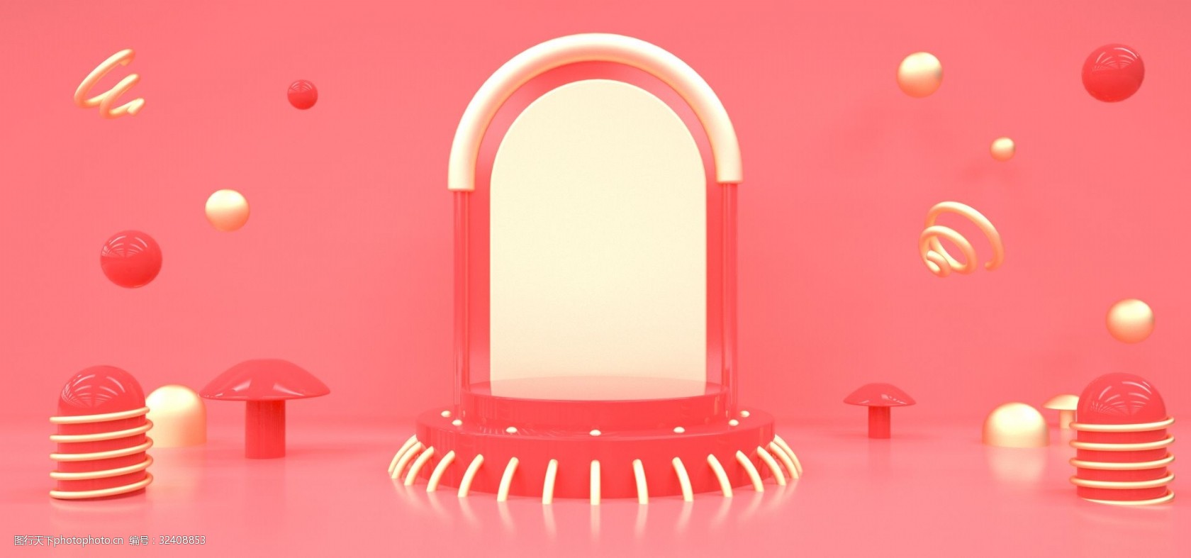 c4d红金色立体喜庆电商通用海报背景