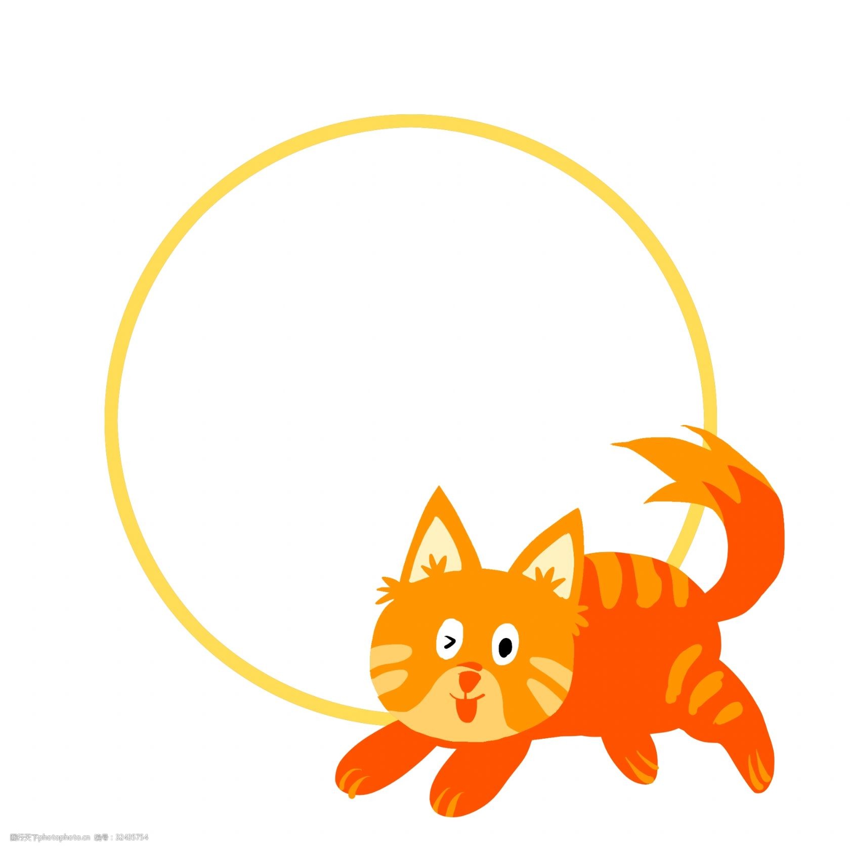 可爱的动物边框插画