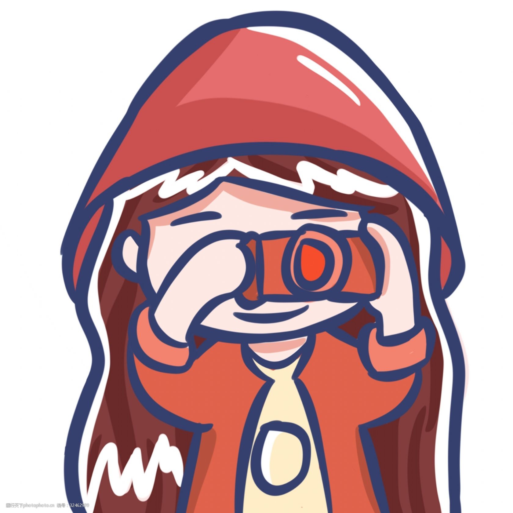 拍照的小女孩卡通png素材