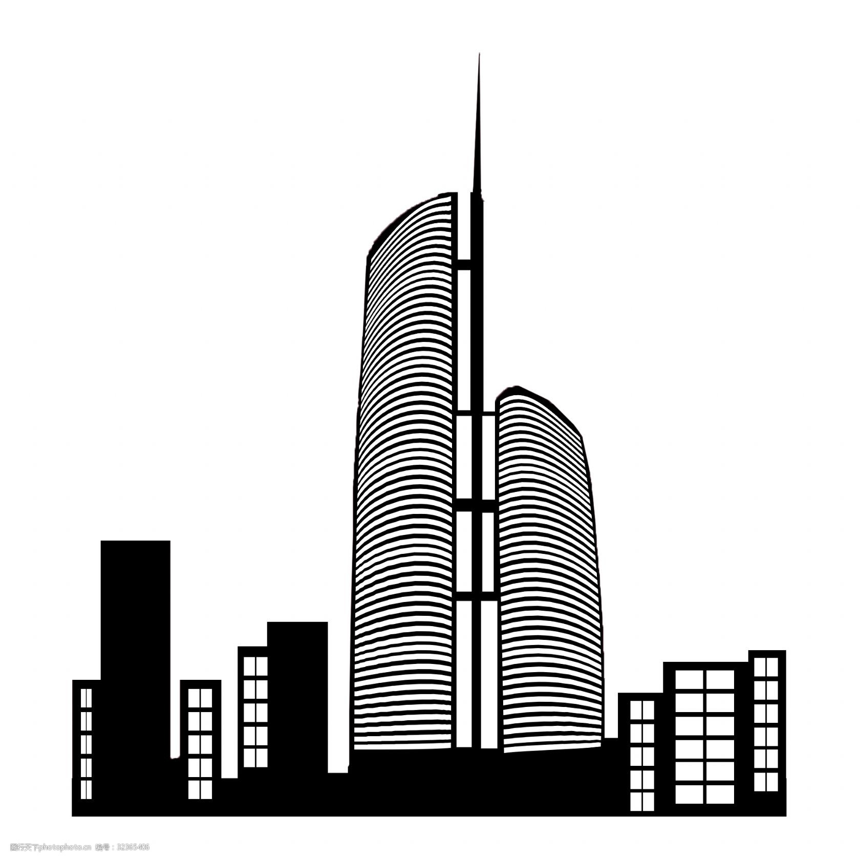 城市剪影png素材