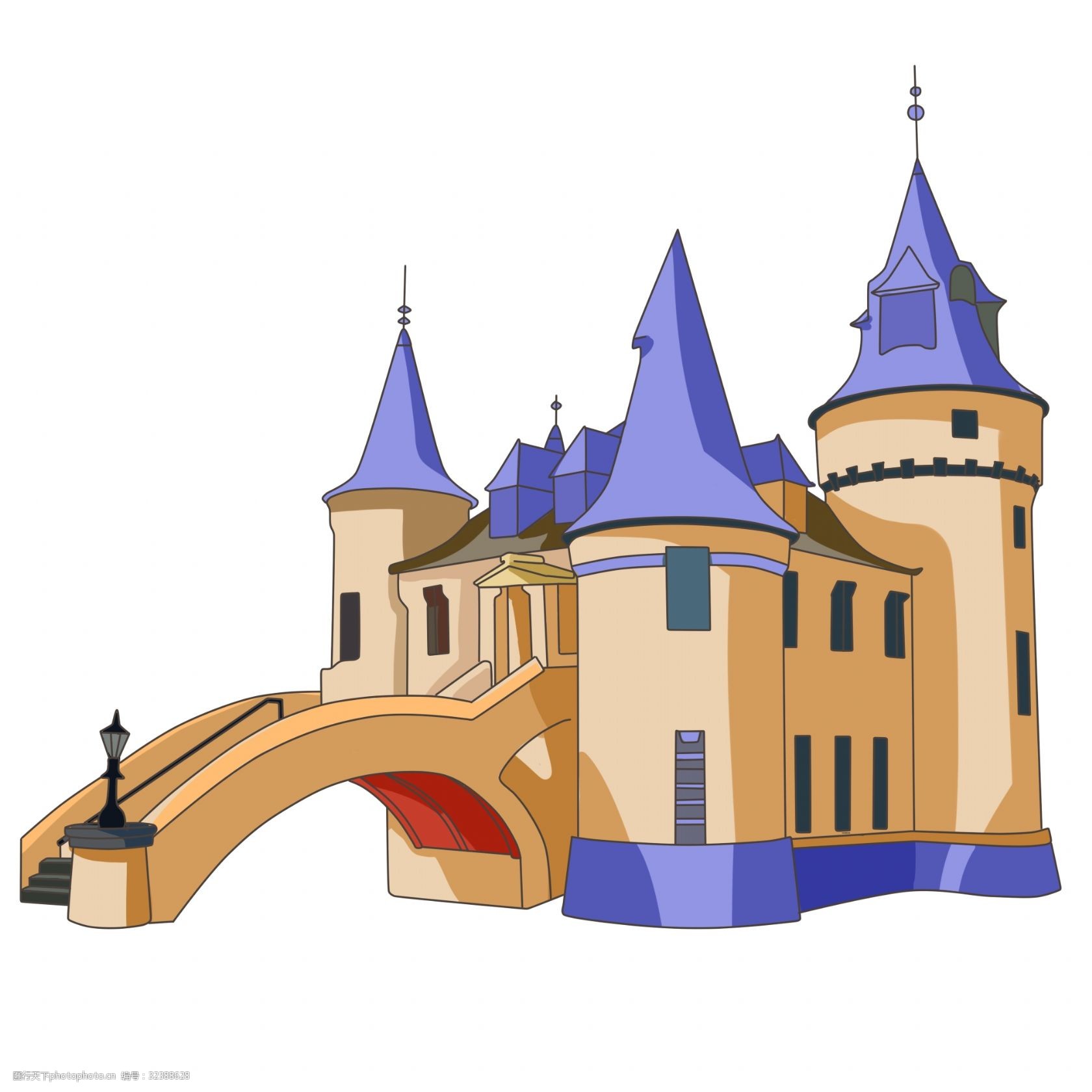 古风城堡装饰插画