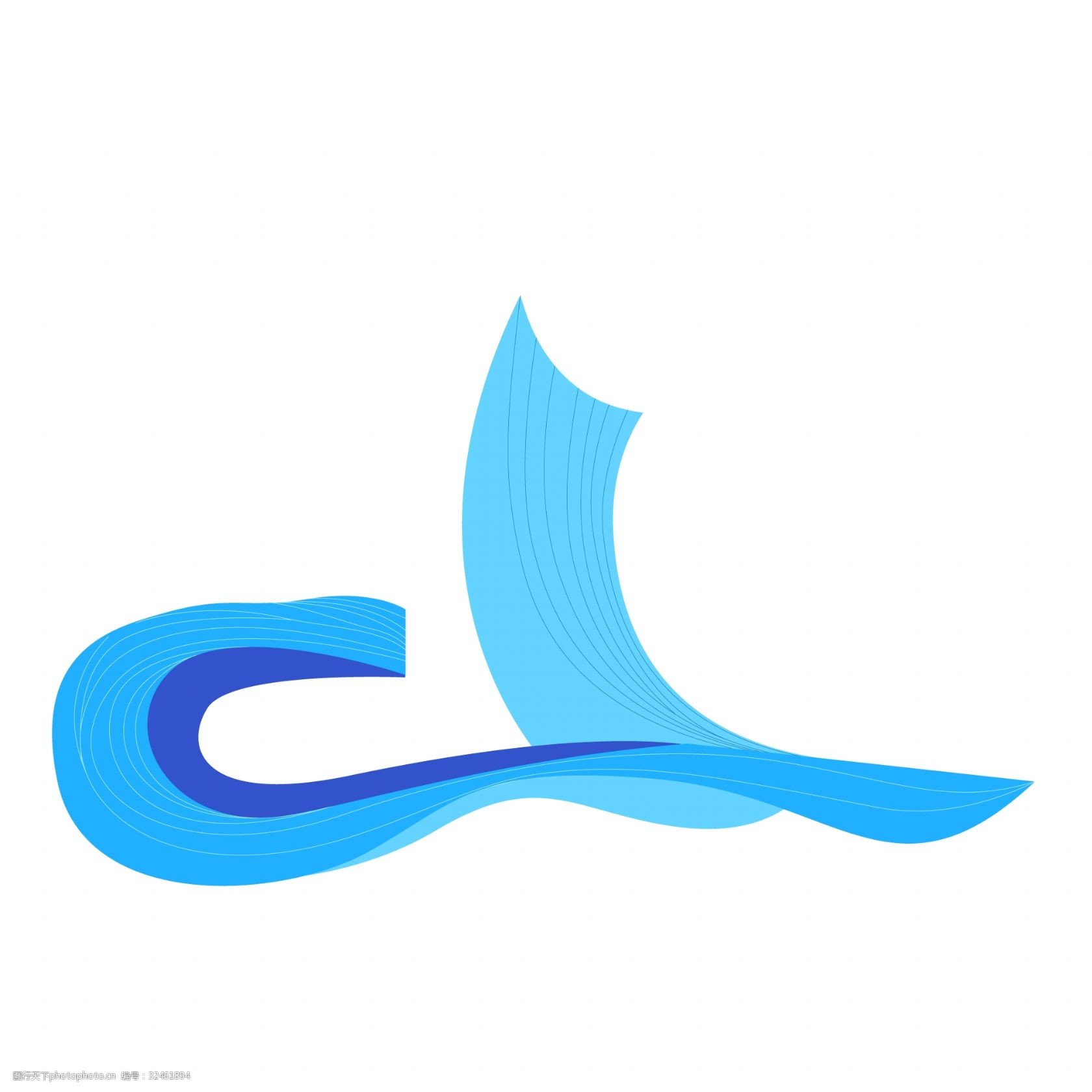 蓝色水流卡通png素材