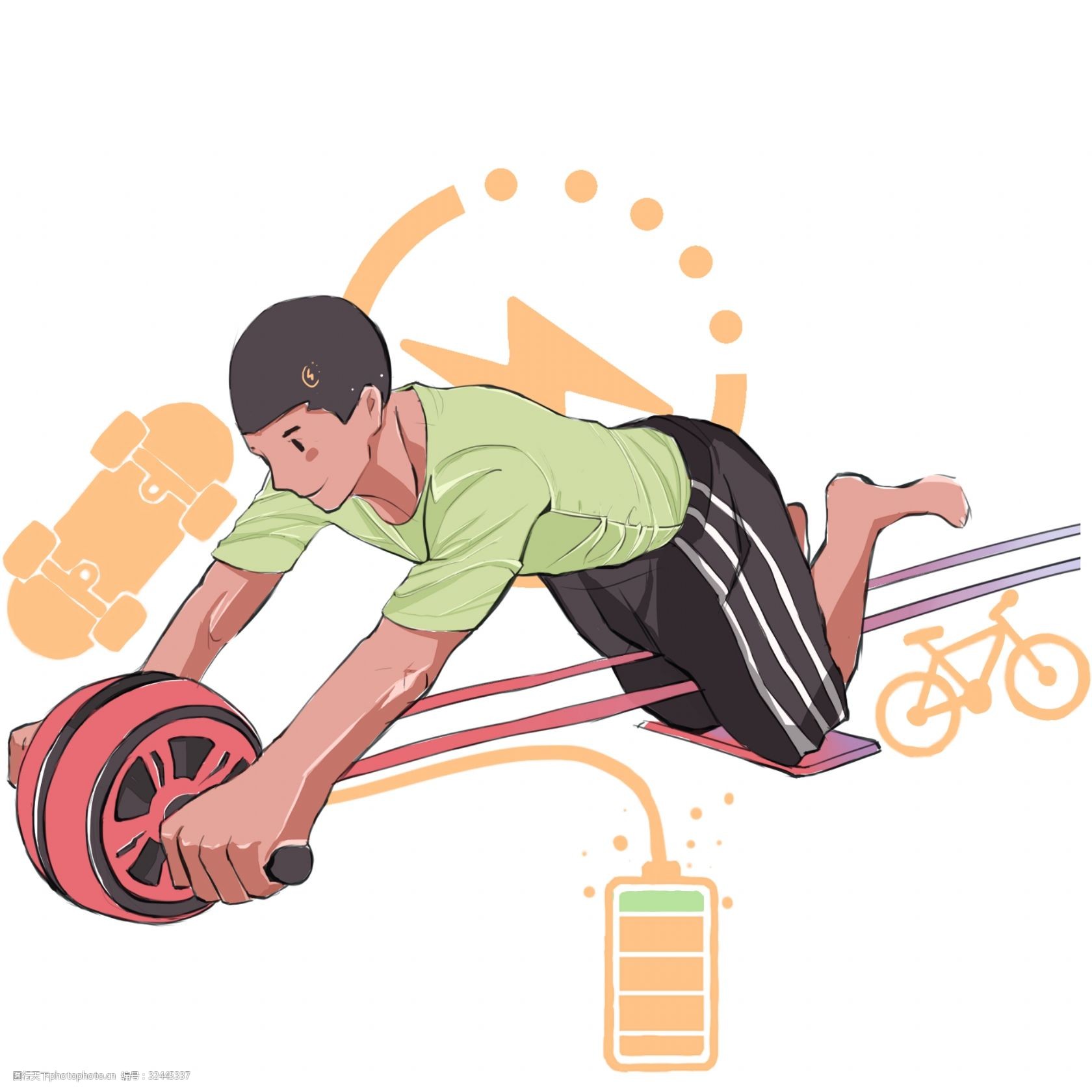 运动健身运动男孩插画