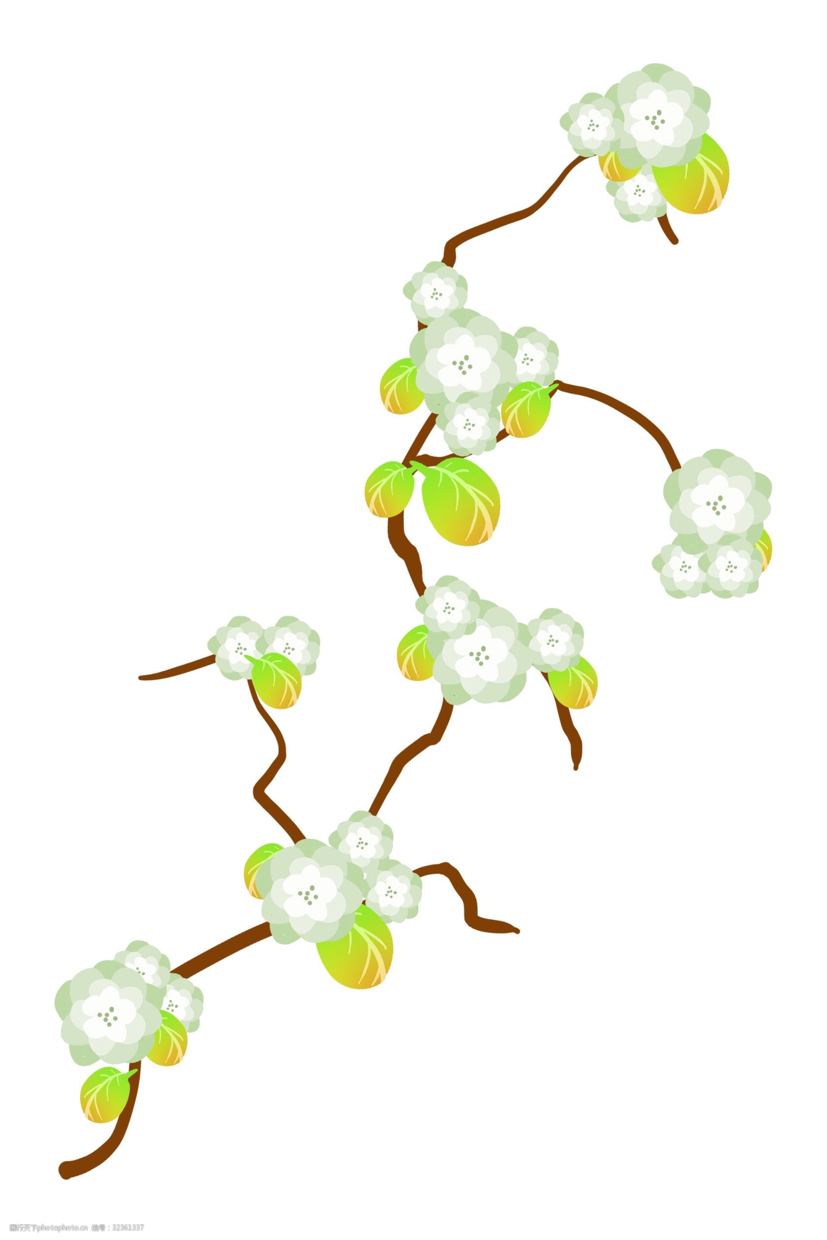 花藤卡通插画 白色的花藤 卡通插画 花藤插画 花藤 花朵 鲜花 花枝
