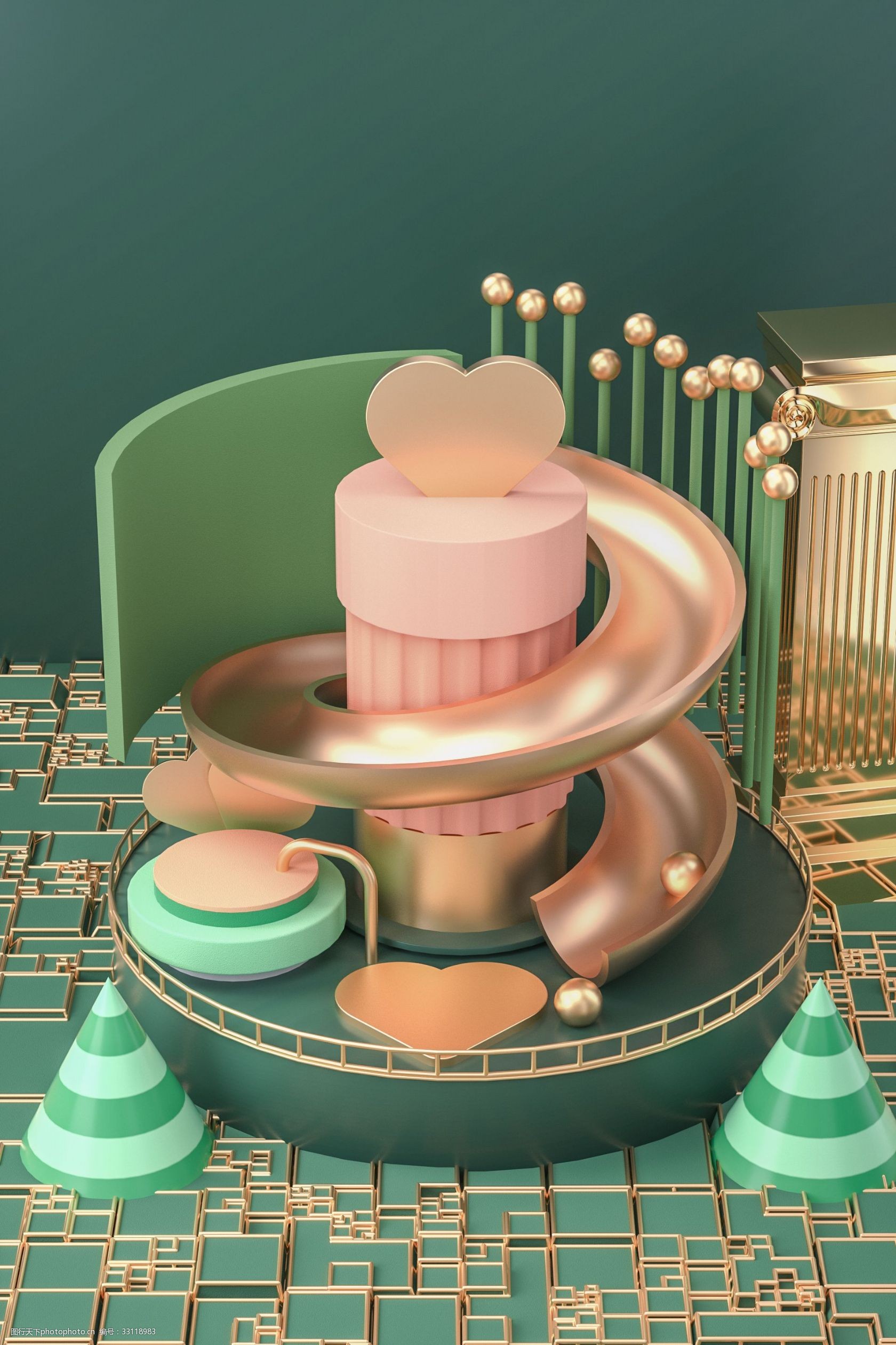 c4d立体简约情人节520促销电商背景