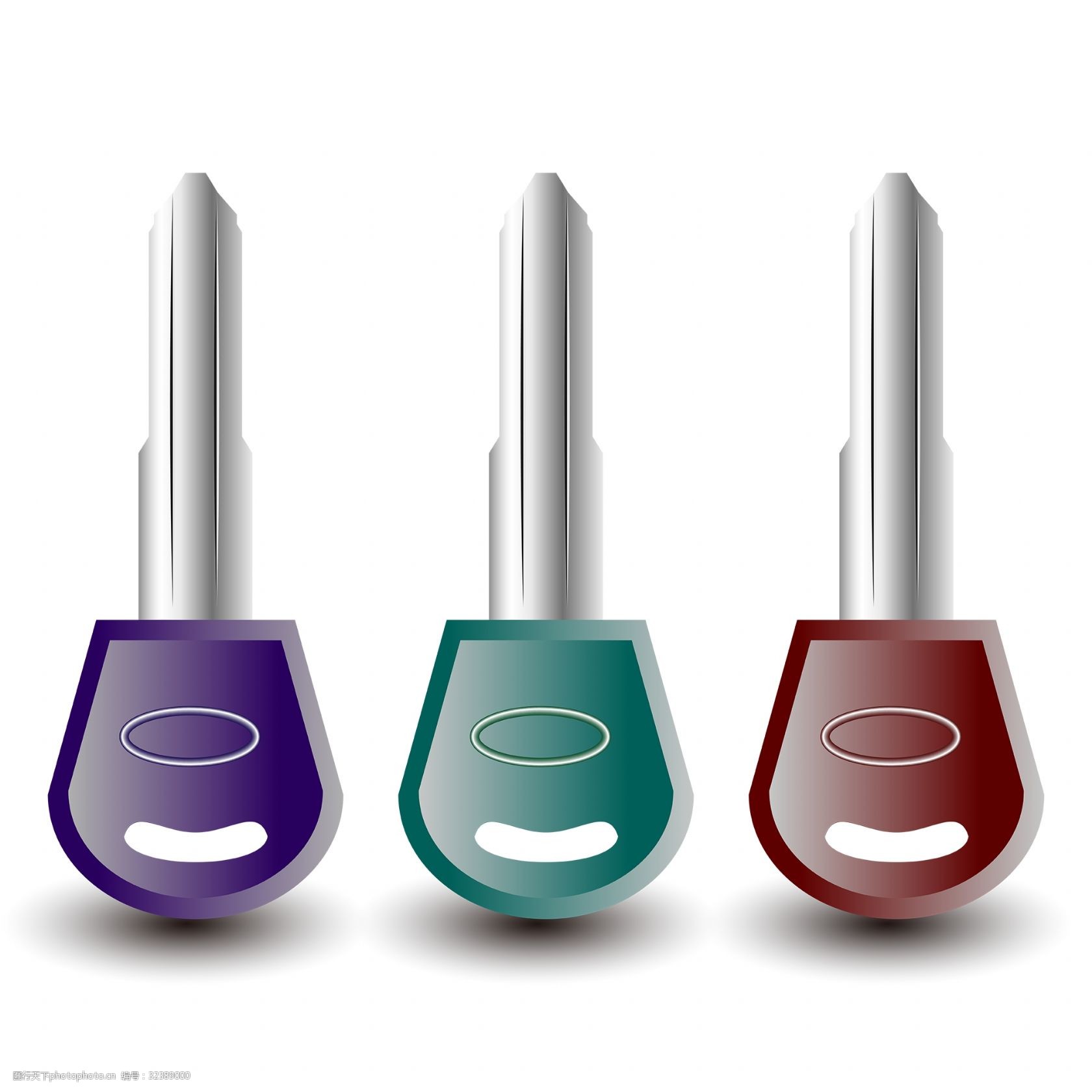 仿真彩色钥匙矢量免抠png