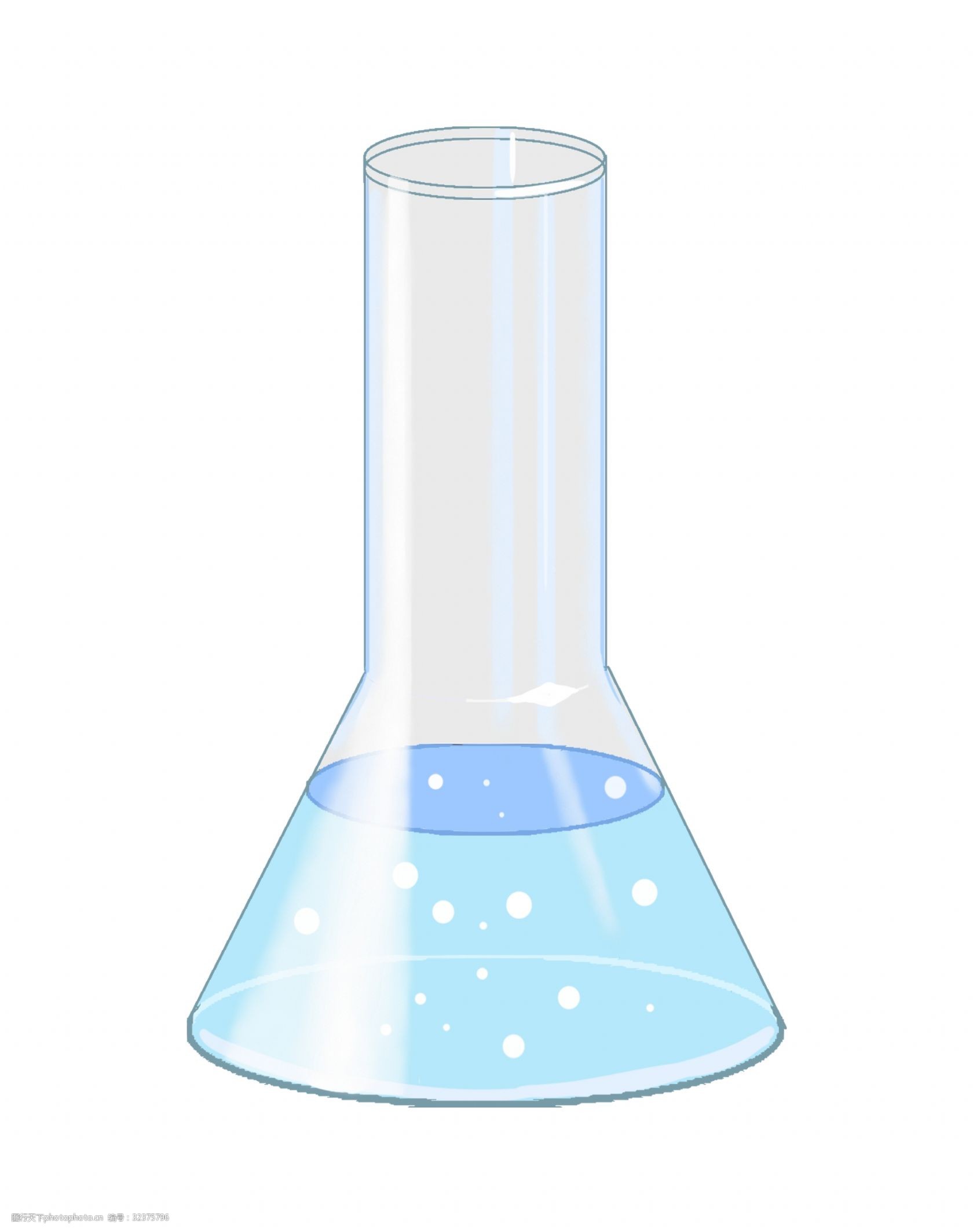 关键词:卡通化学容器插画 化学容器 浅蓝色药水 玻璃瓶子 三角形瓶子