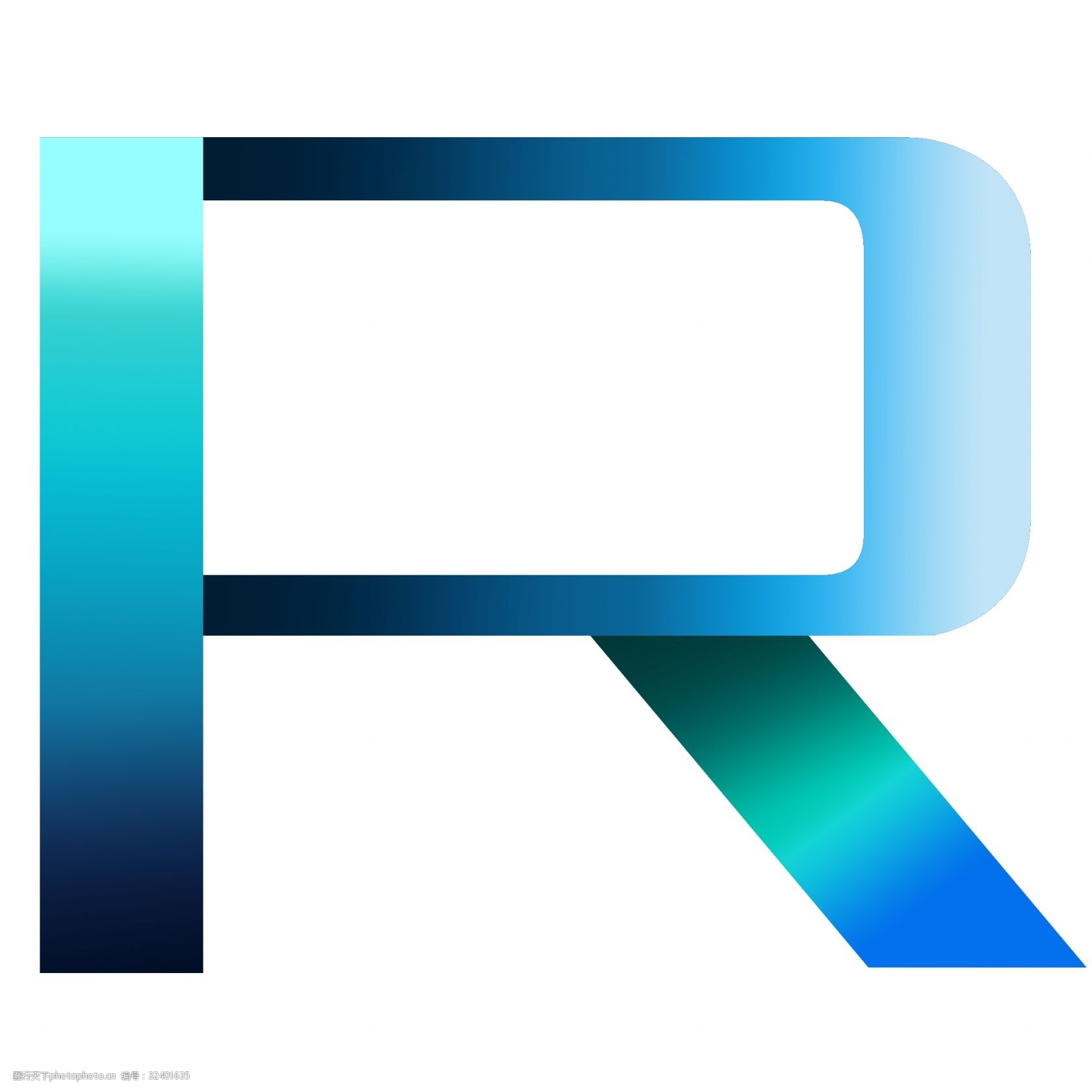 卡通渐变色字母r免抠素材