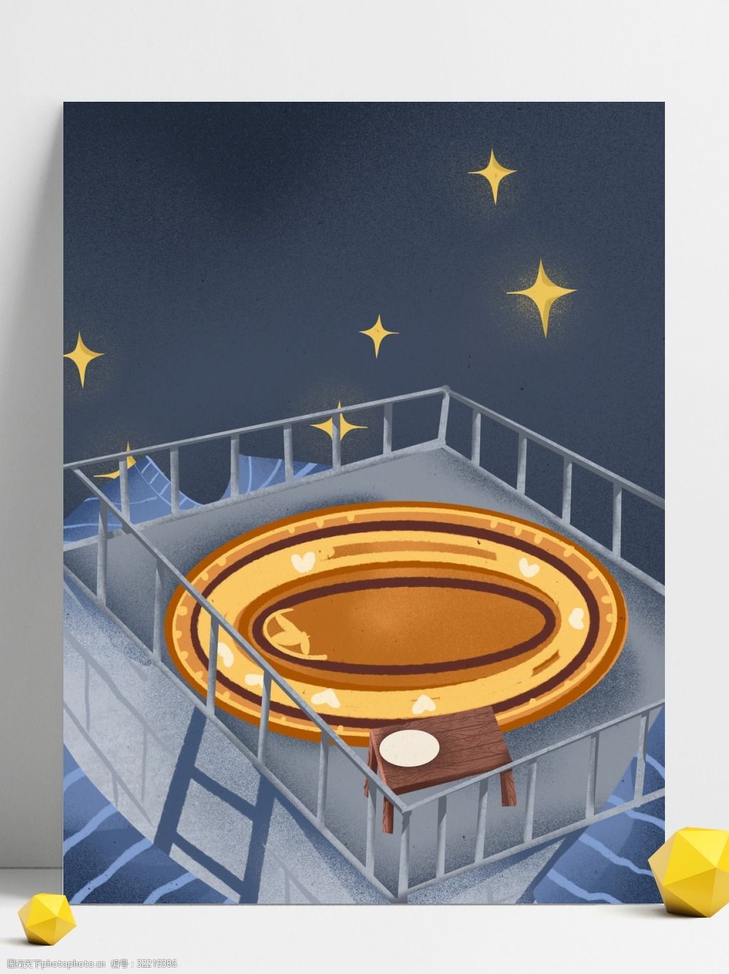 手绘楼顶星空背景设计