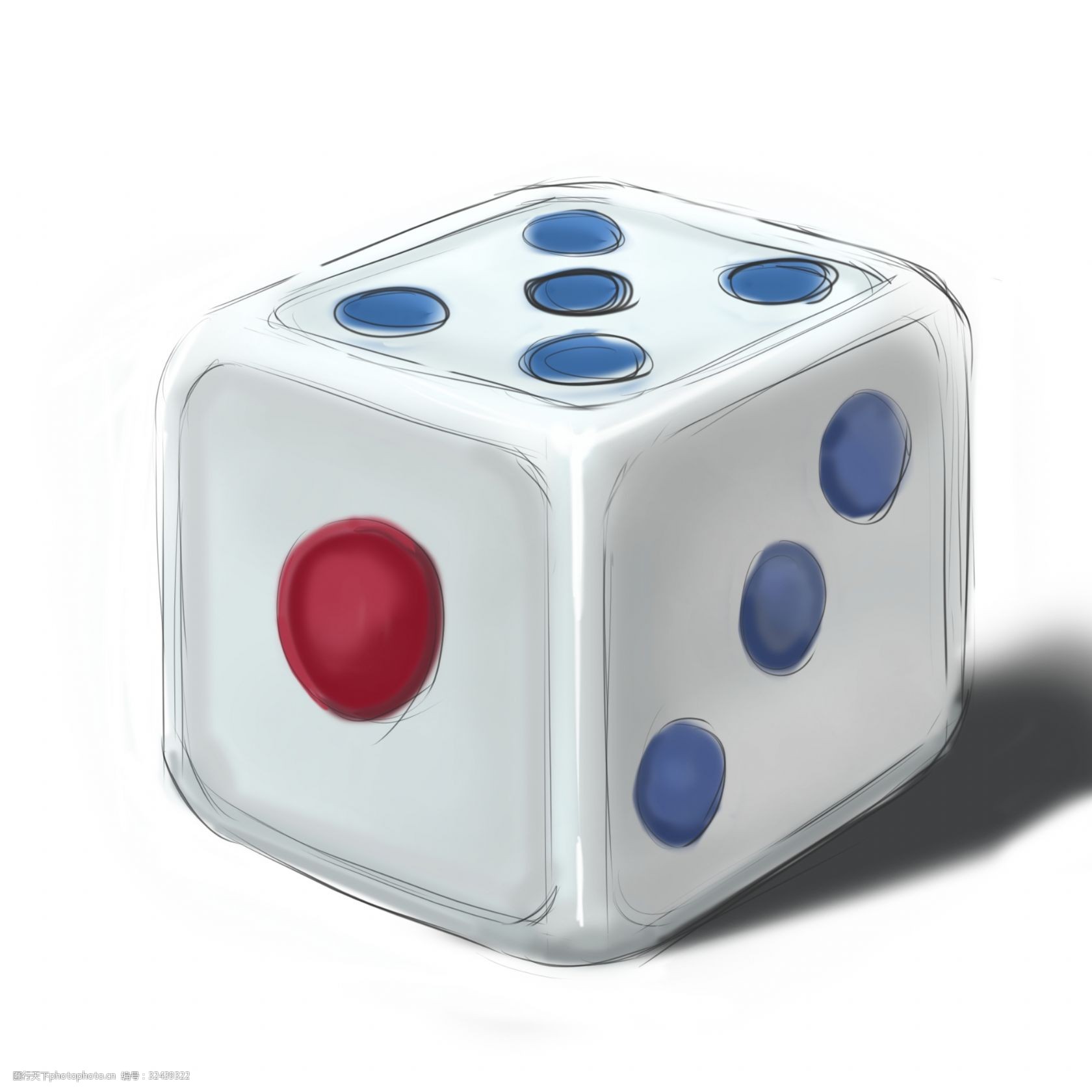 骰子大小点写实风格插画手绘