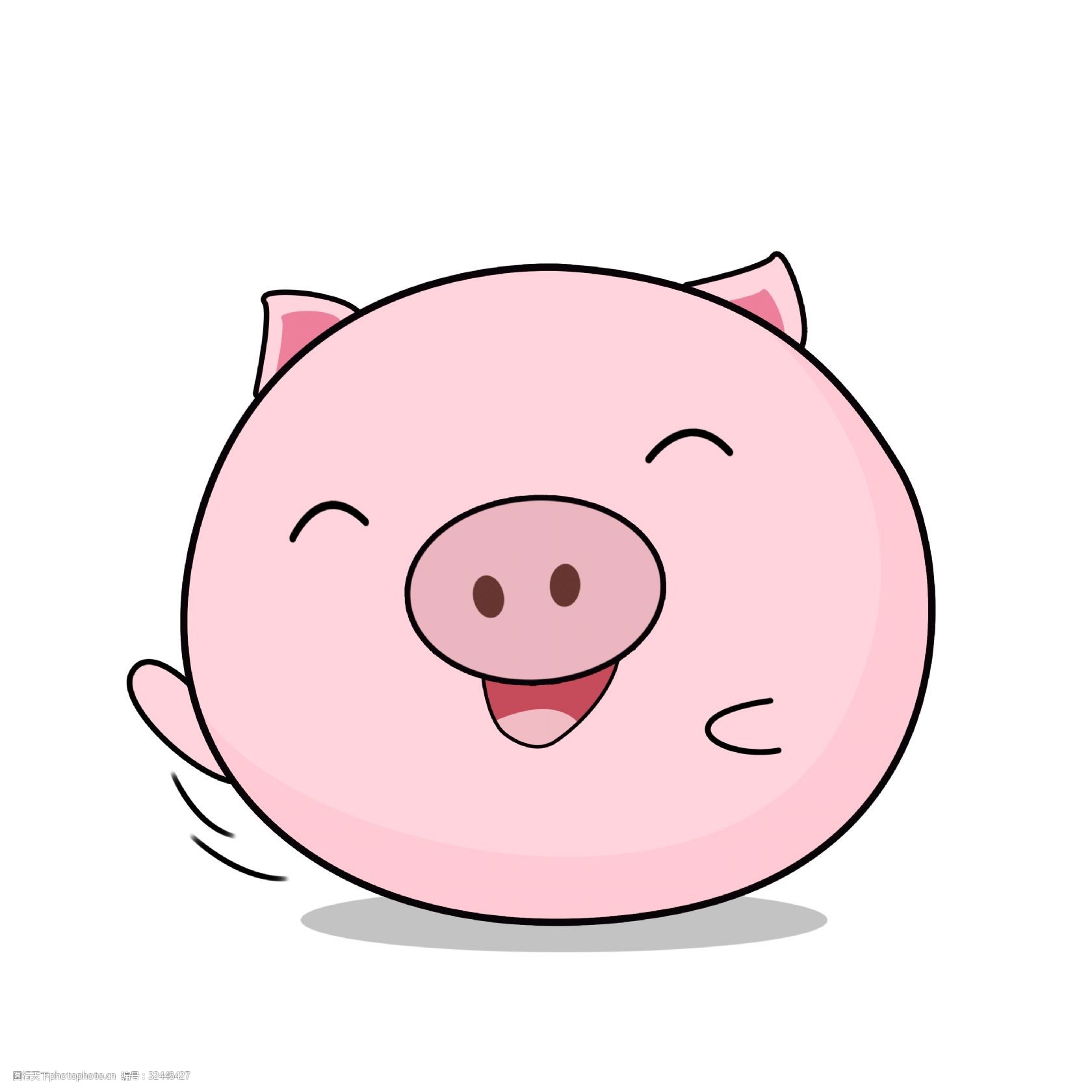 粉色的小猪 圆圆的小猪 卡通插画 小猪插画 动物插画 开心动物 愉快的