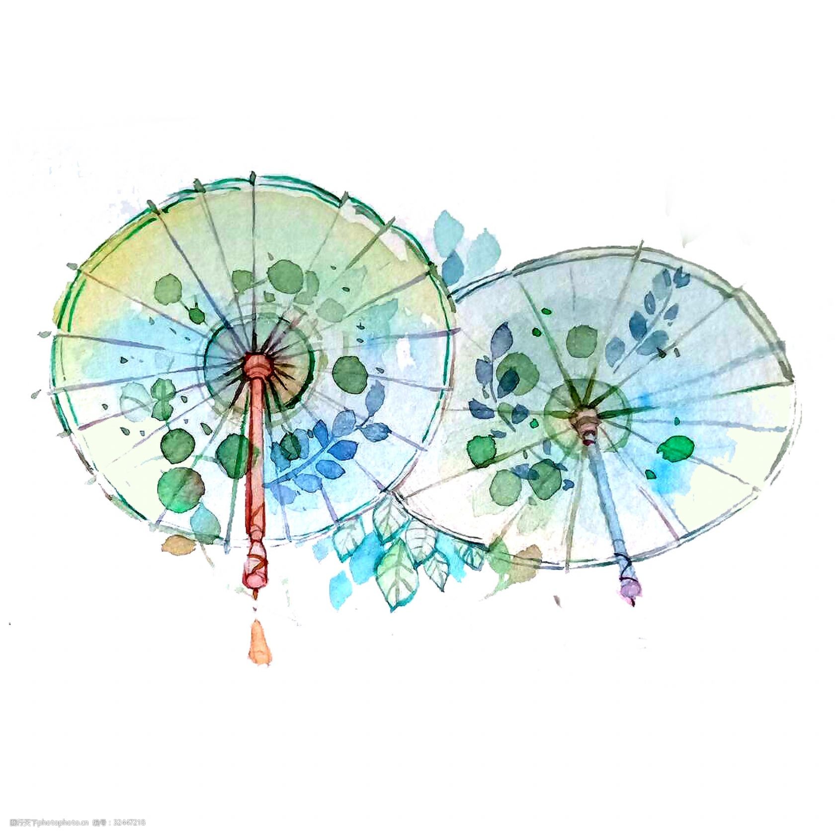 油纸伞古典翠色中国风折叠伞古风png