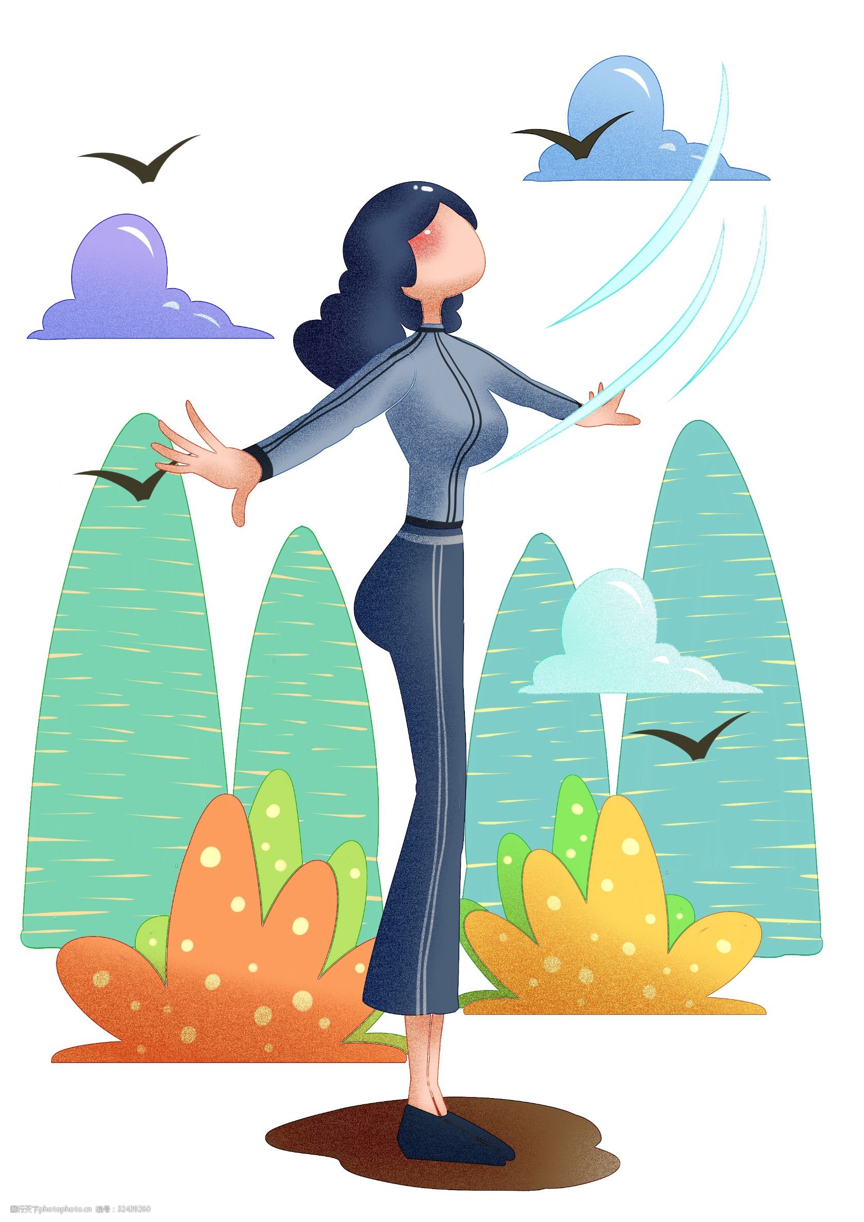 关键词:春游踏青散心插画 散心的女孩 卡通插画 春游踏青 郊游 旅游