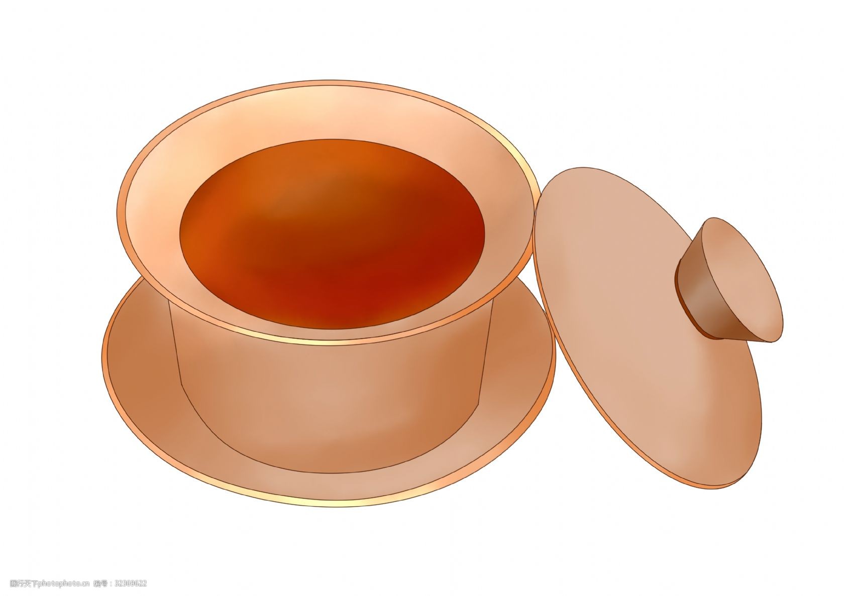 黄色茶杯 茶具 卡通茶具插画 精美的茶具 茶杯 杯具插画 创意茶具