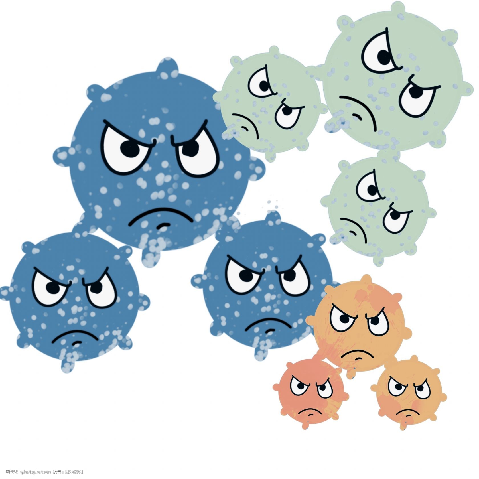 卡通拟人球菌插画