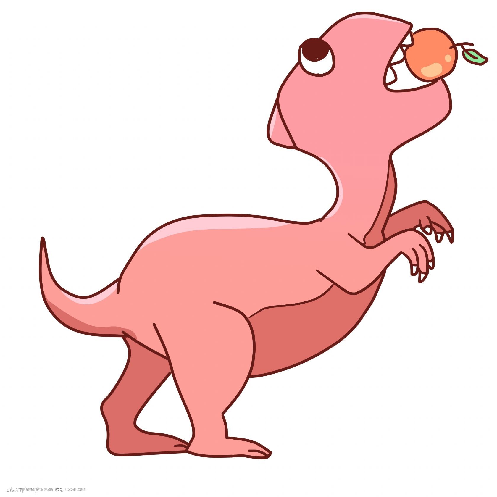 关键词:吃东西的恐龙插画 粉色的恐龙 卡通插画 恐龙插画 动物插画