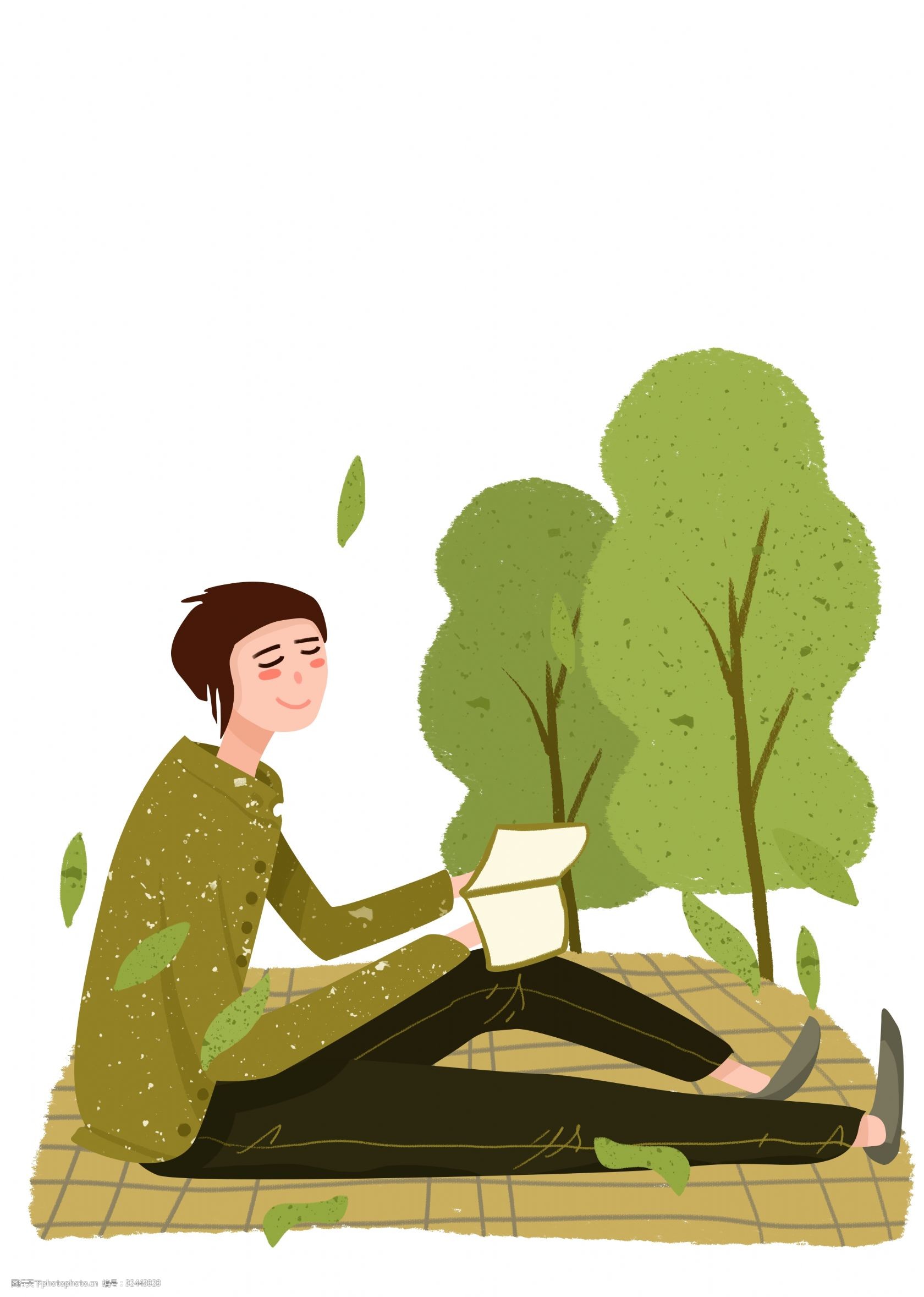 春游踏青男孩插画