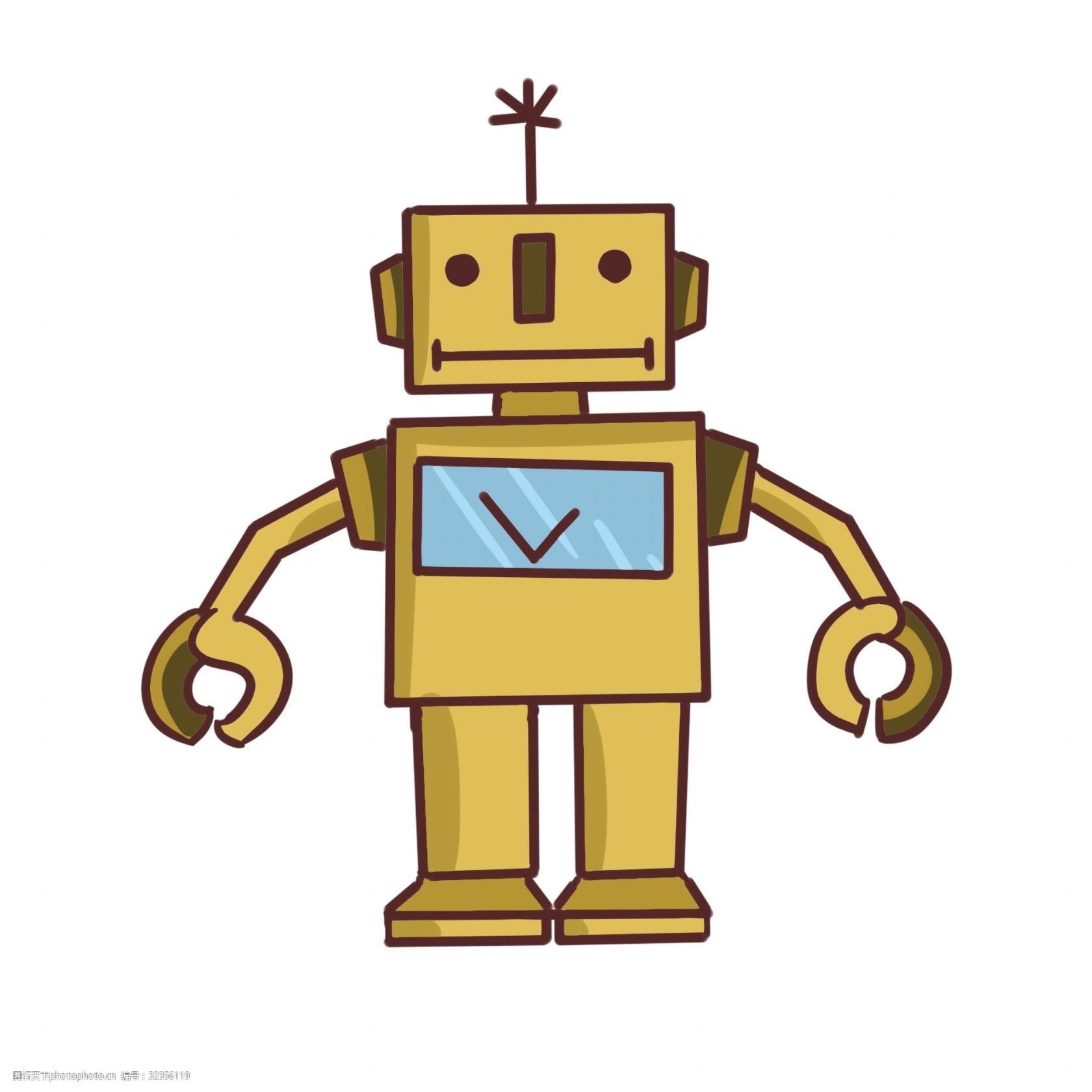 六一儿童节玩具机器人手绘