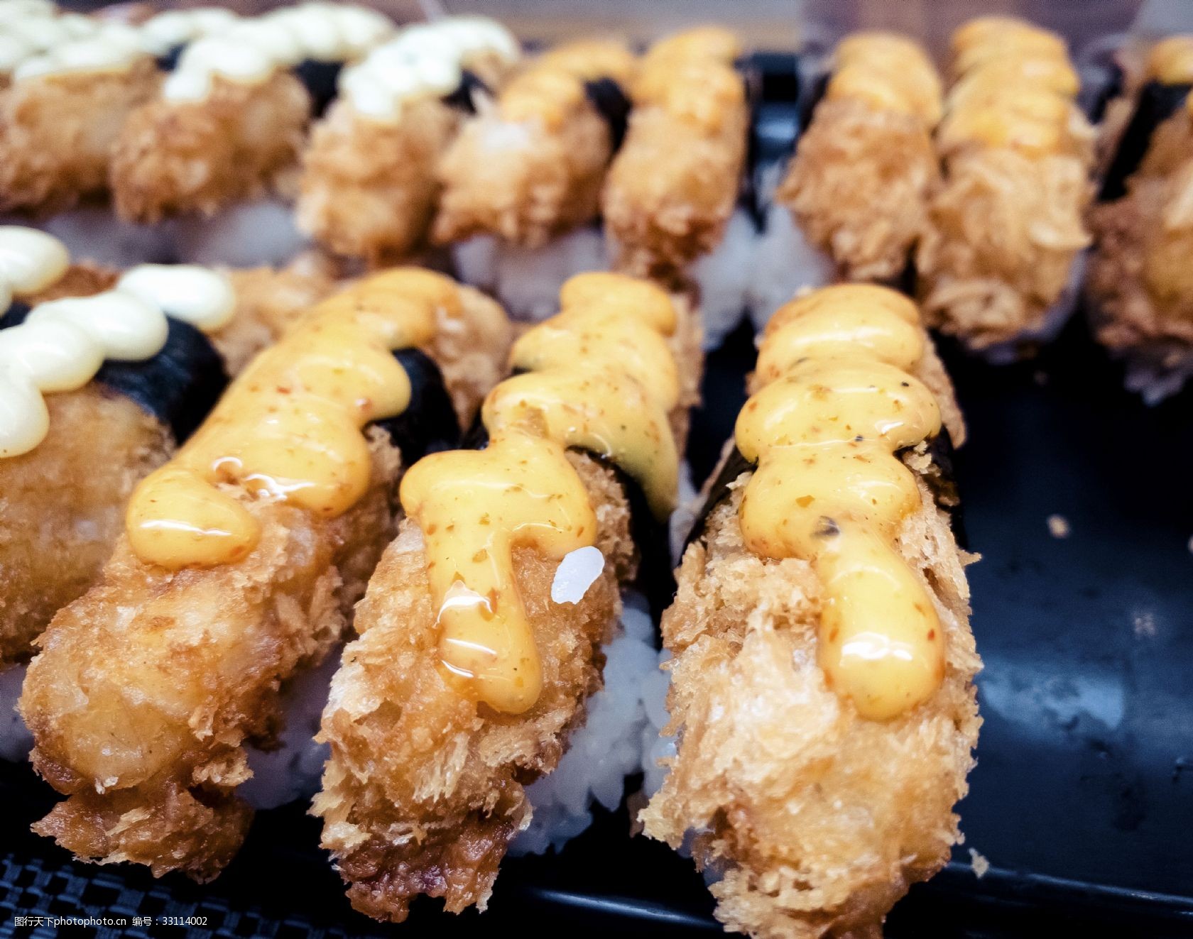 炸虾天妇罗寿司特写