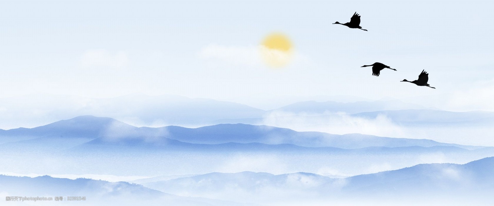 中国风中式抽象画企业文化banner