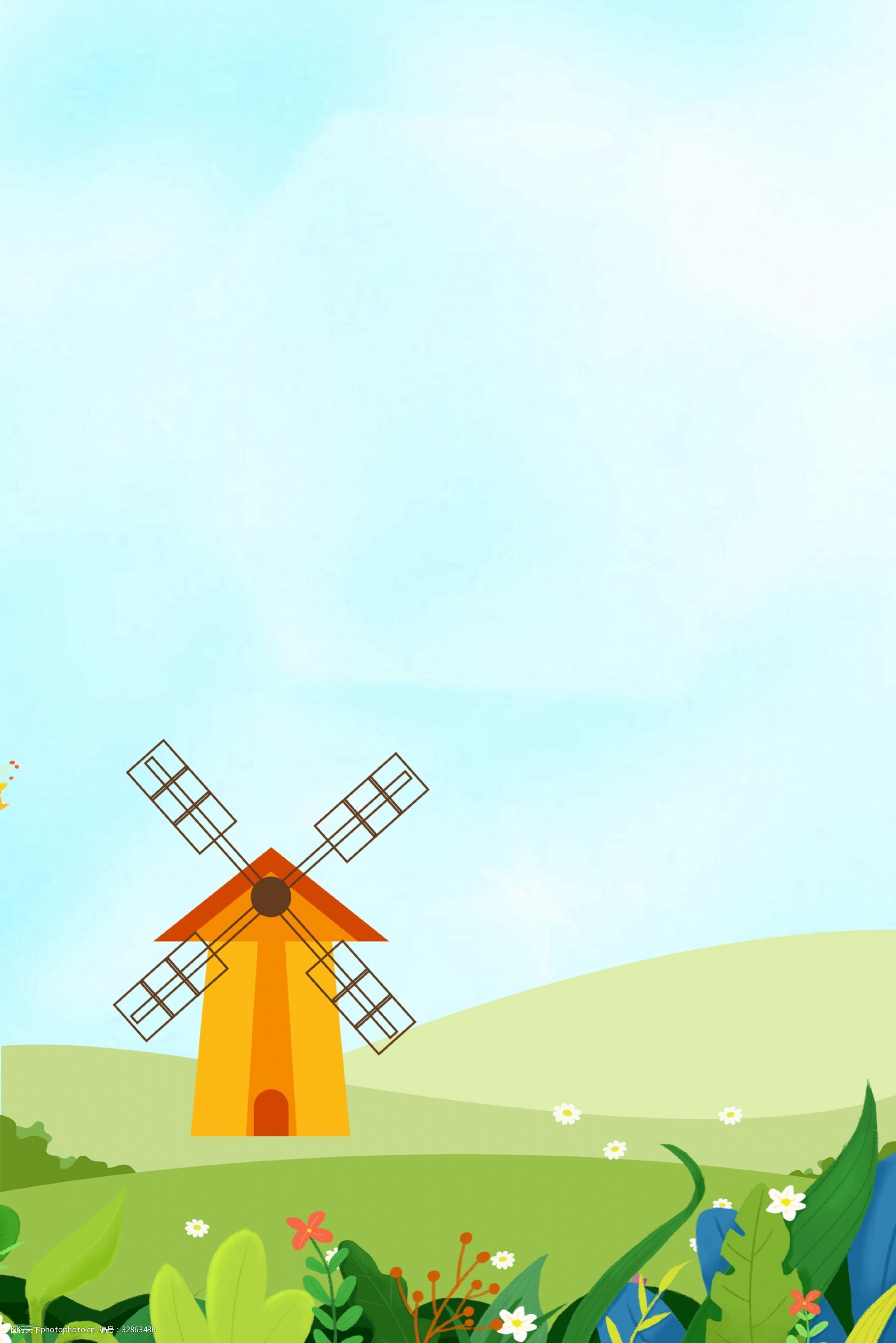 温馨小清新插画五月你好海报背景