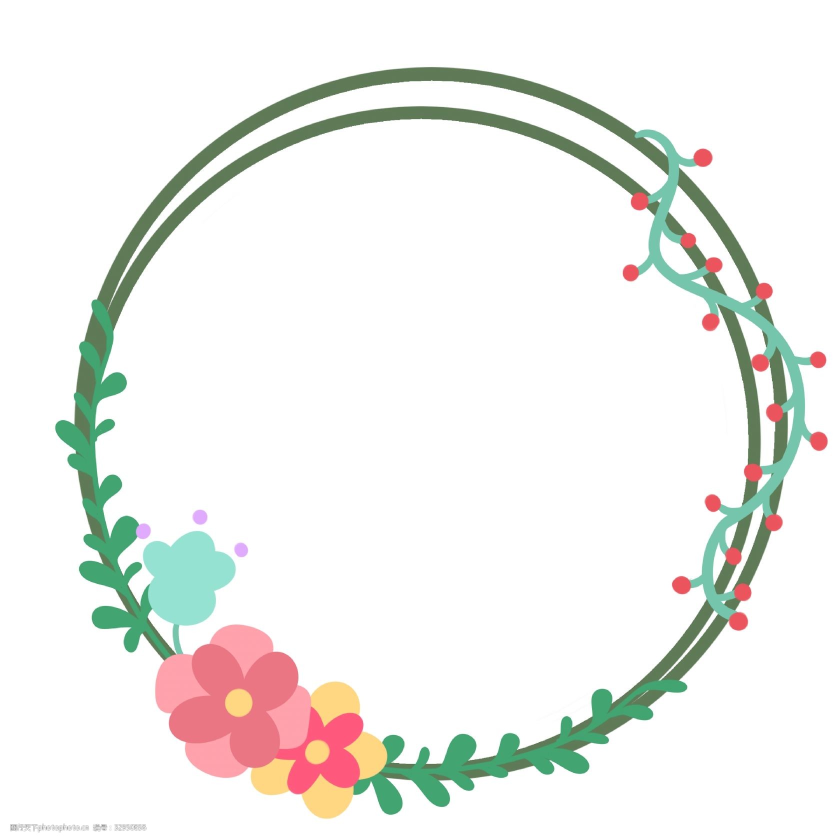 花枝边框卡通插画