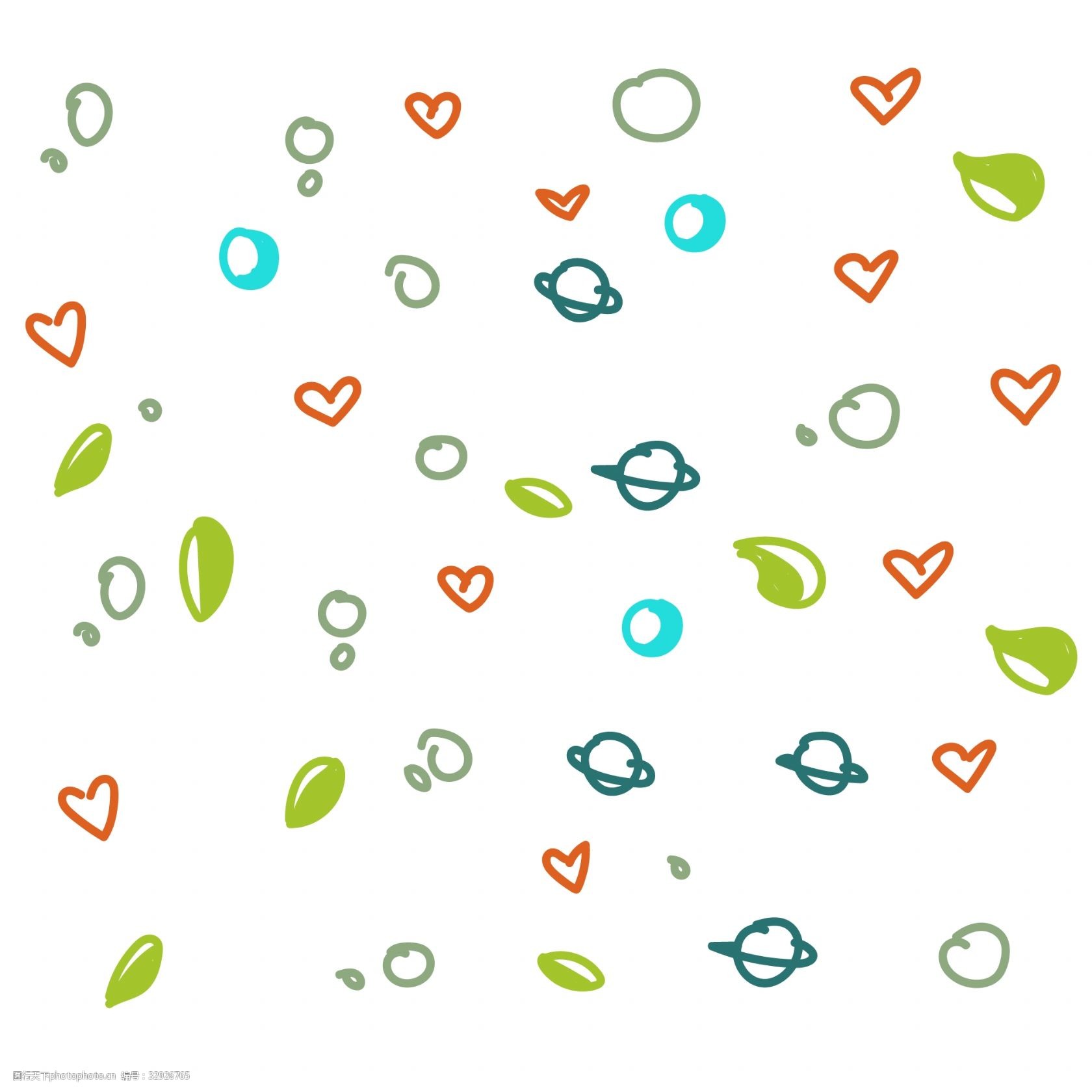 叶子底纹可爱插画图片-图行天下图库