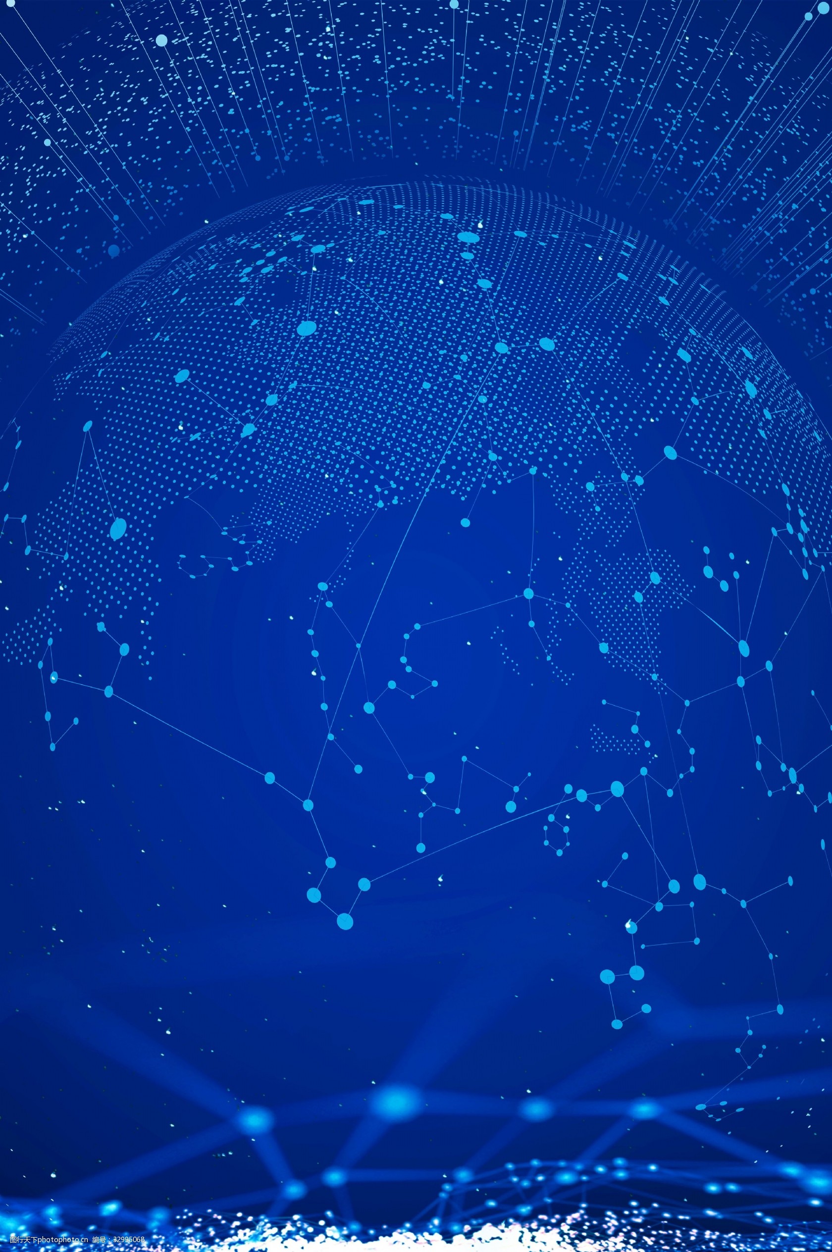 蓝色几何科技光线海报