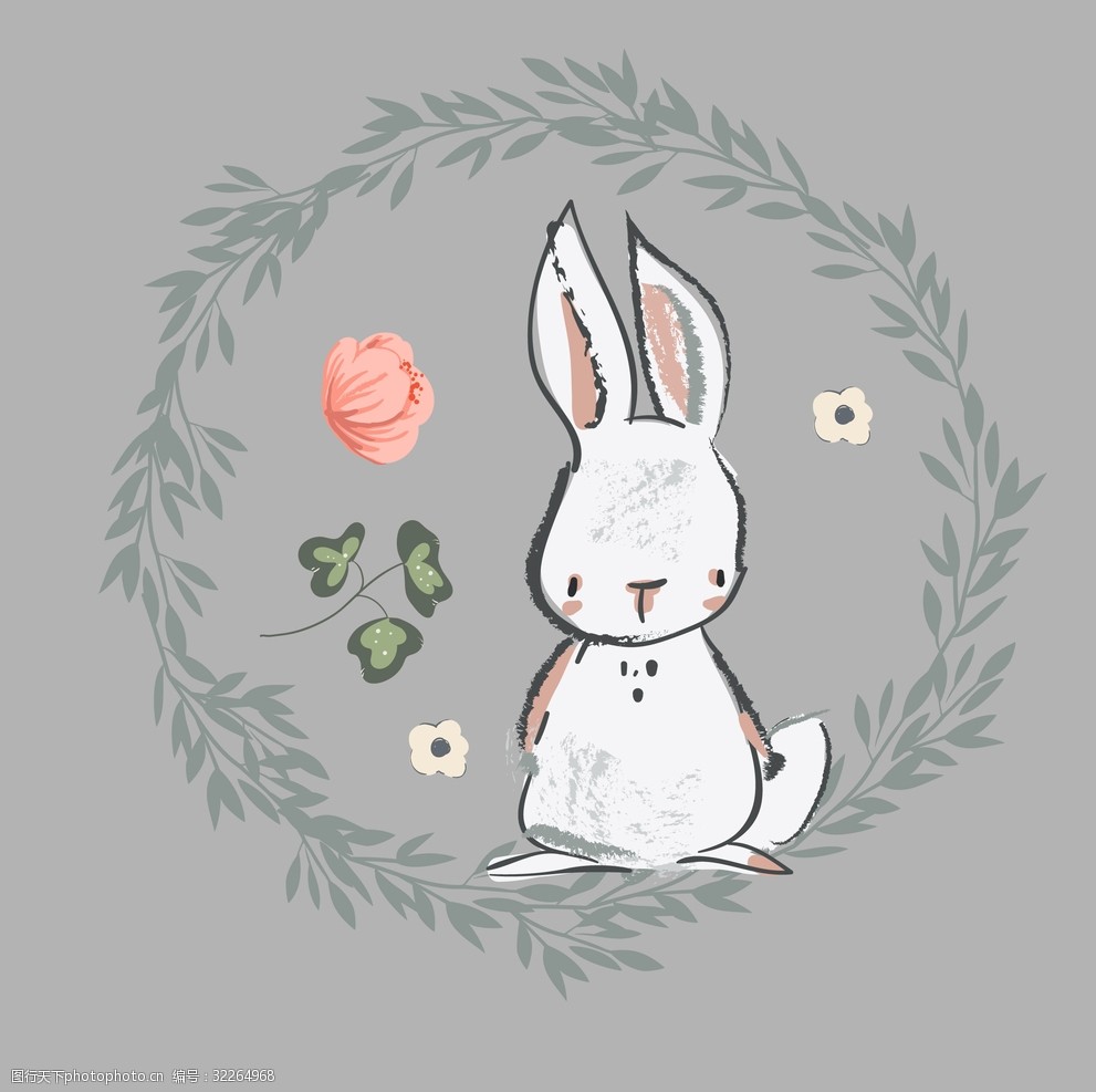 小兔子玫瑰花花边