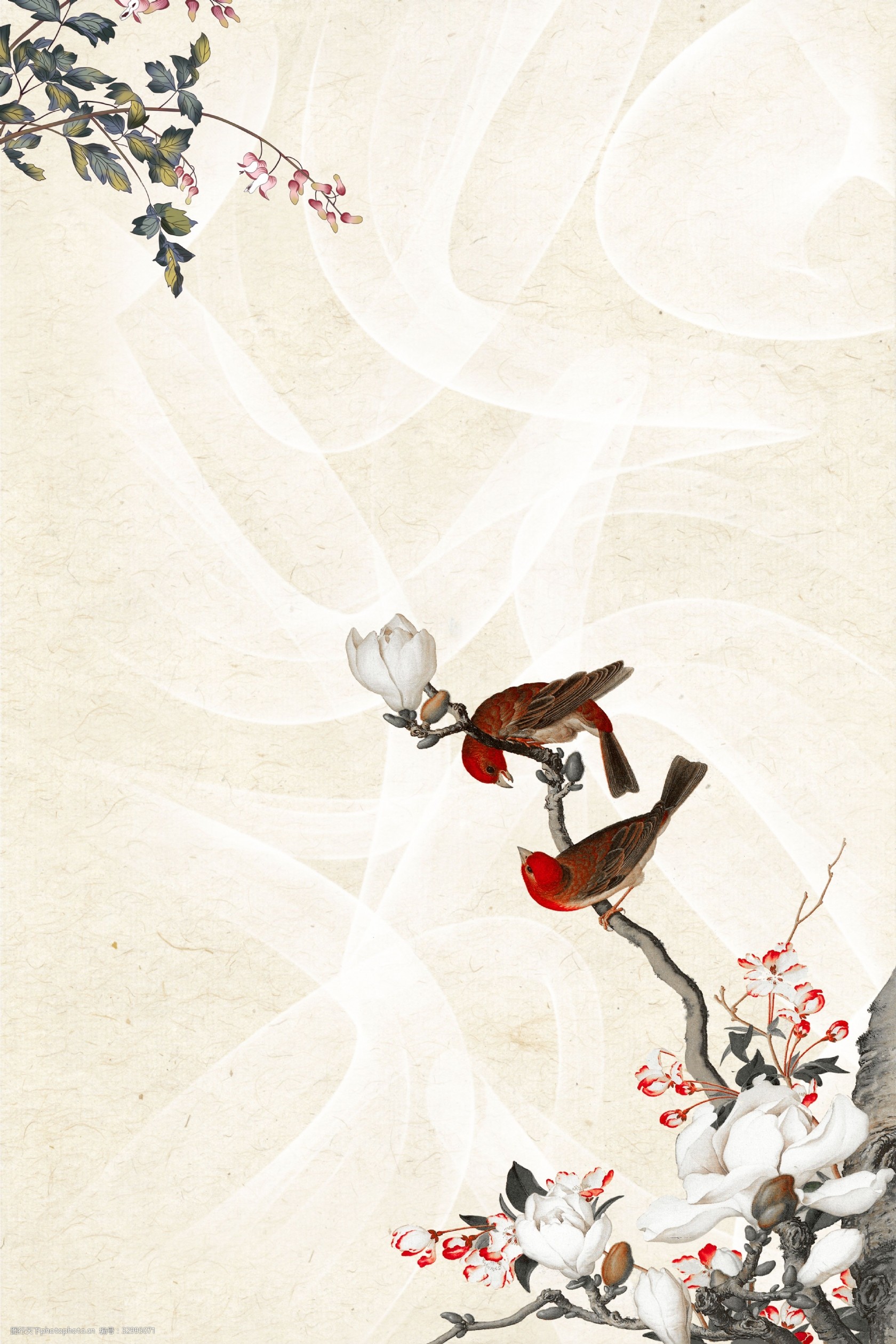 中国风复古工笔画海报