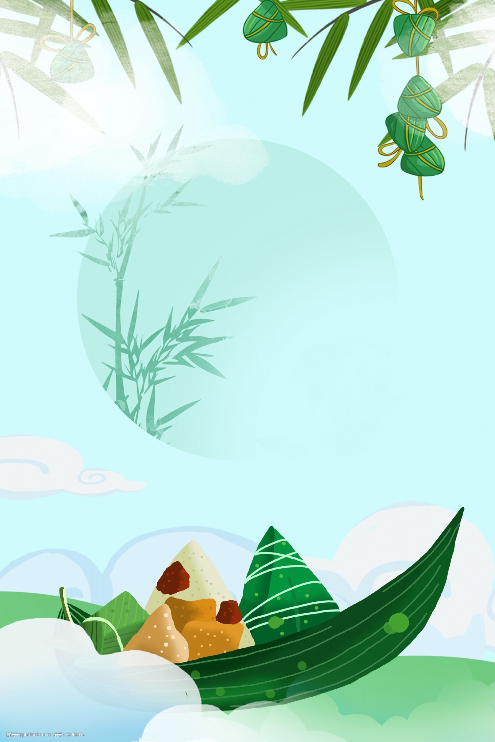 传统节日五月初五美食促销吃粽子背景