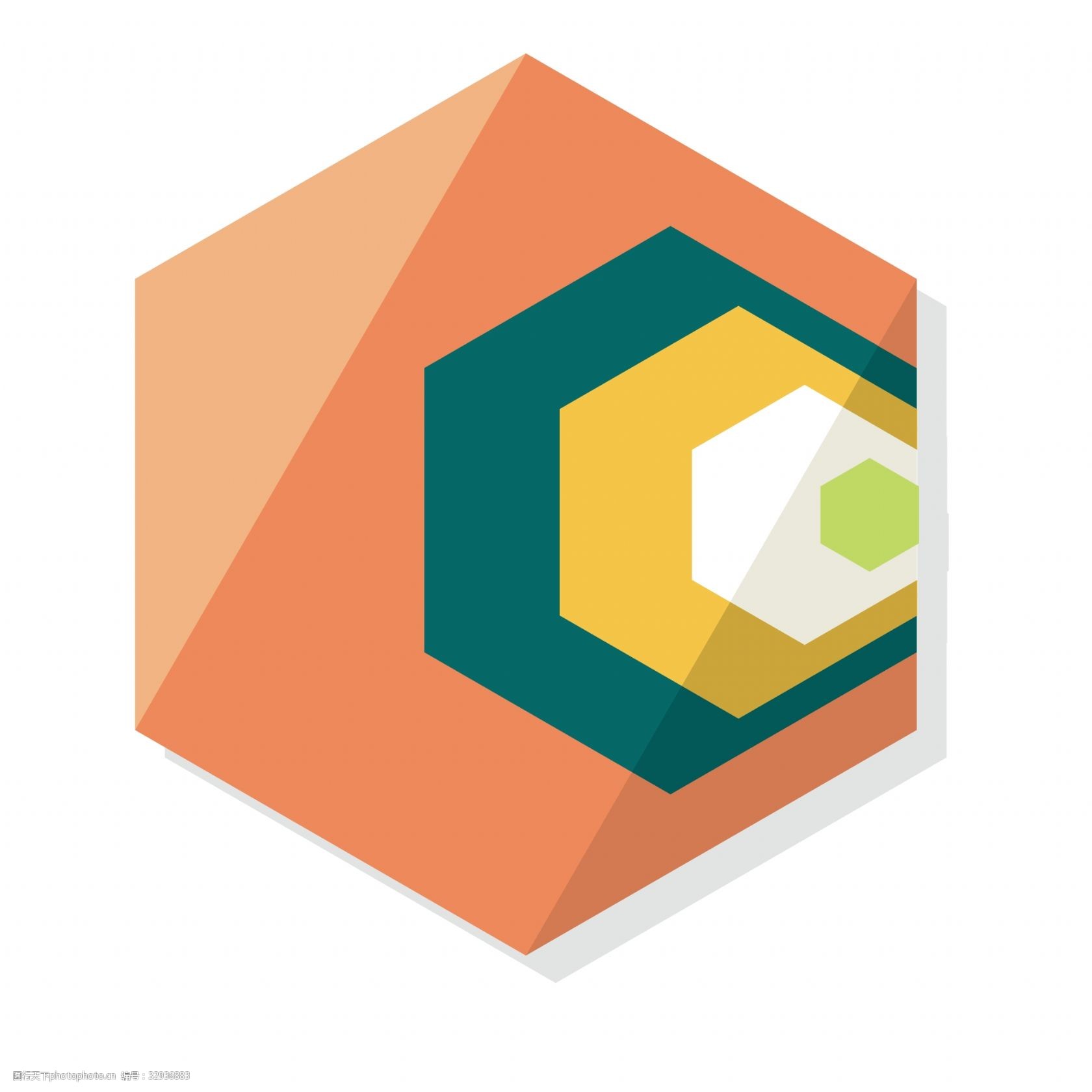 六角形堆叠图表插画