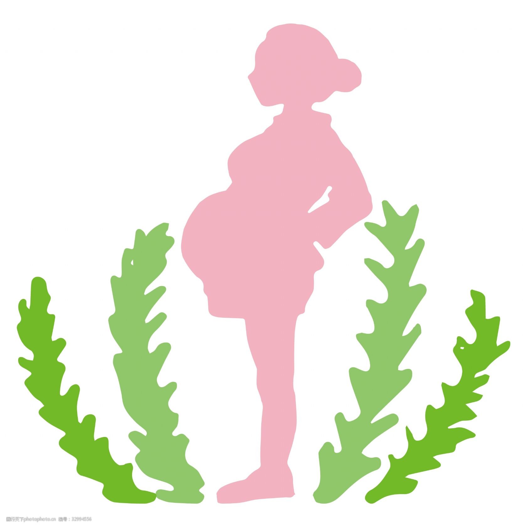 母亲节素材粉色孕妇剪影矢量免抠