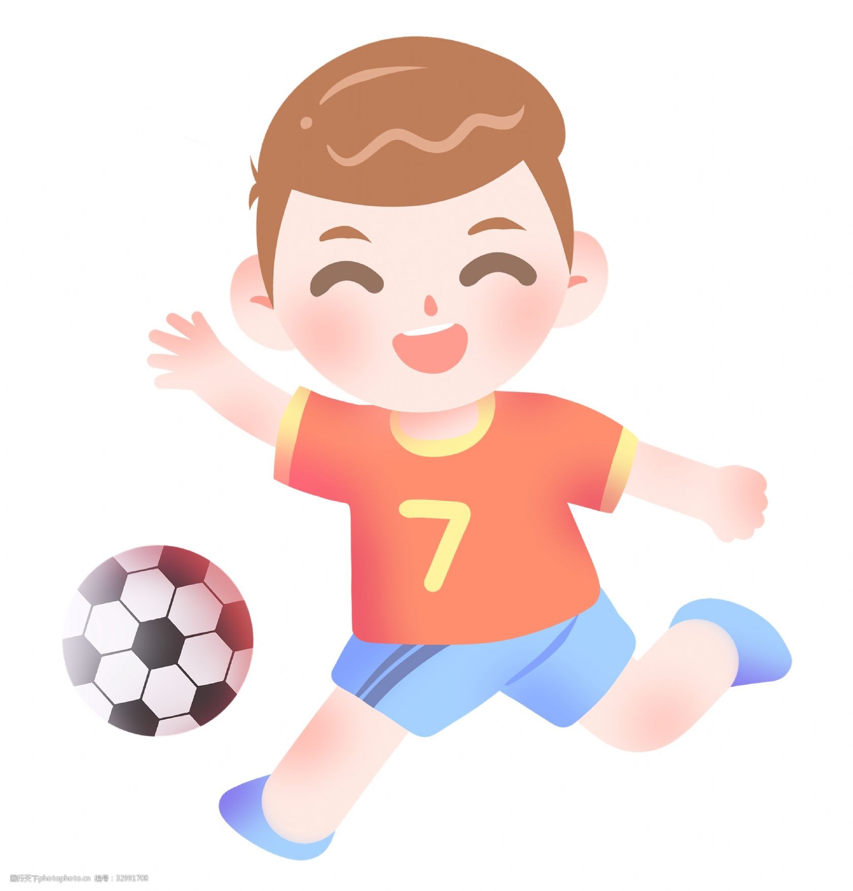 关键词:开心踢球男孩插画 足球 户外 自然 运动 体育 踢足球 运动员