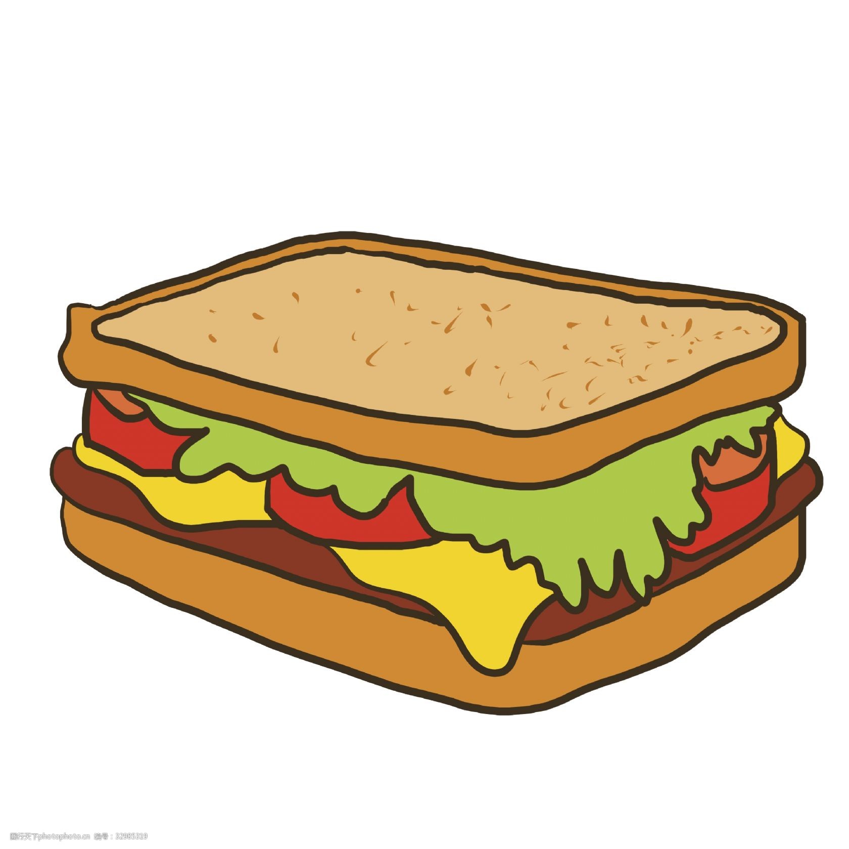 三明治的简笔画 彩色图片