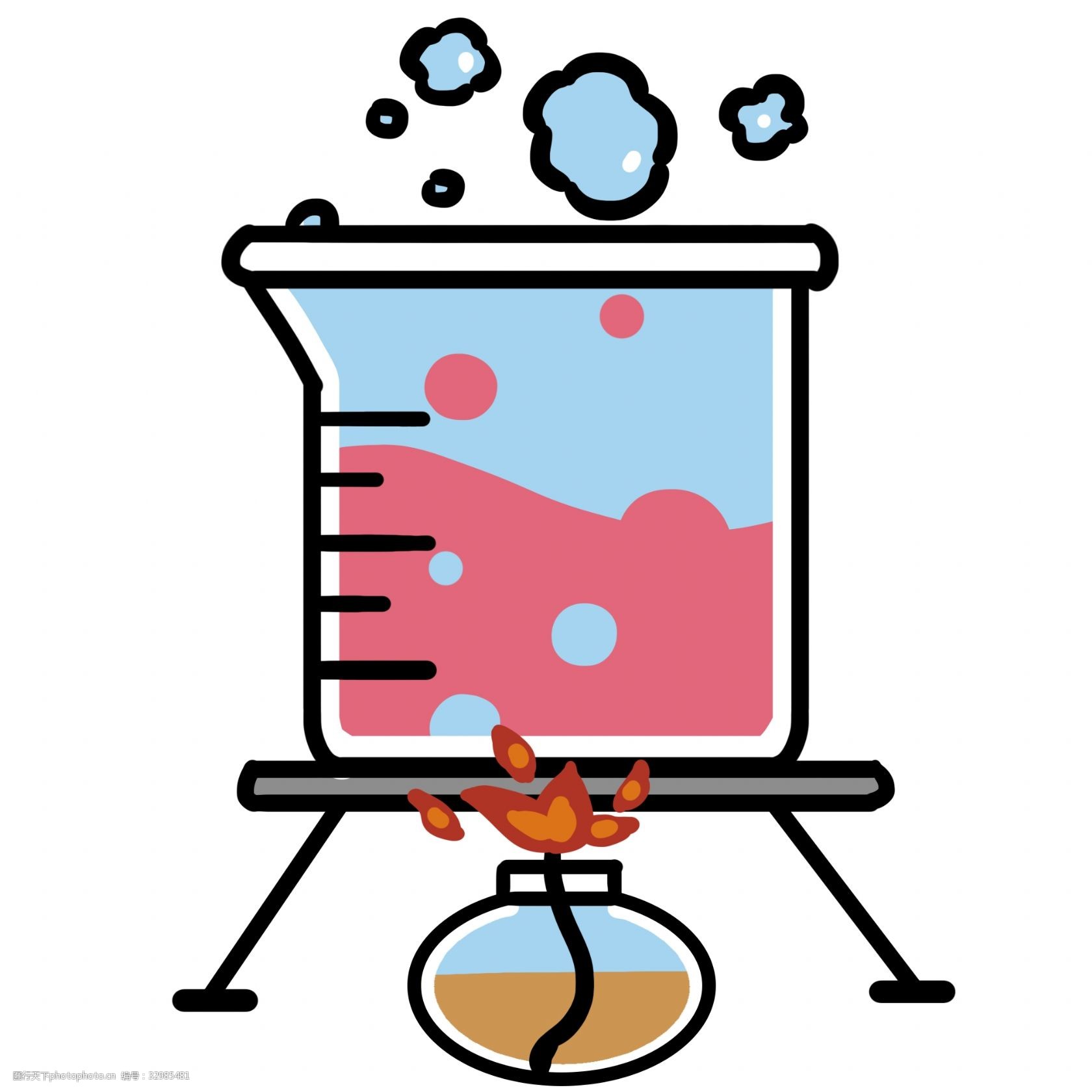 关键词:实验器材烧杯插画 蓝色的烧杯 卡通插画 化学插画 化学仪器