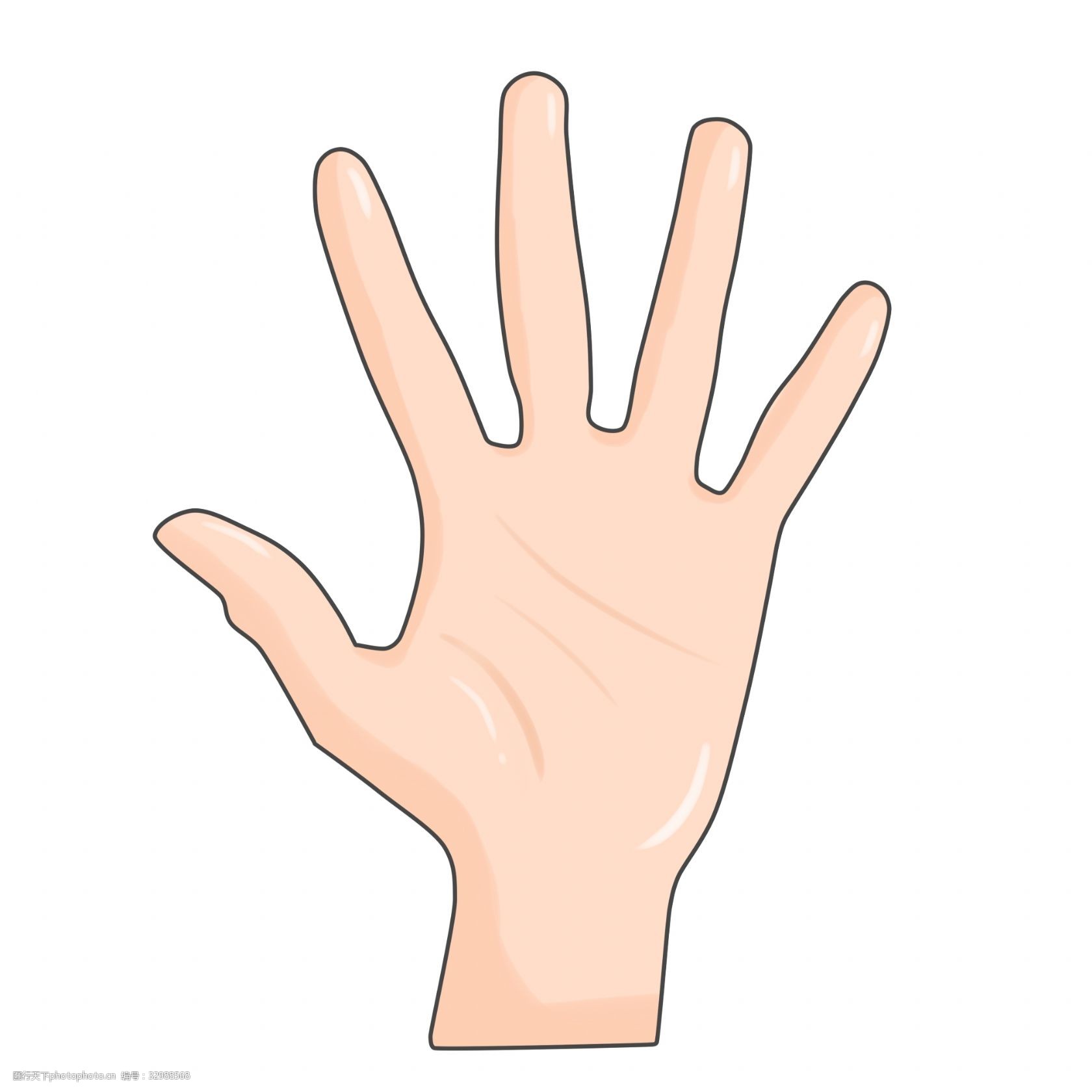 张开的一只手掌插画 五根手指插画 张开的手掌 创意手势插画 一只手